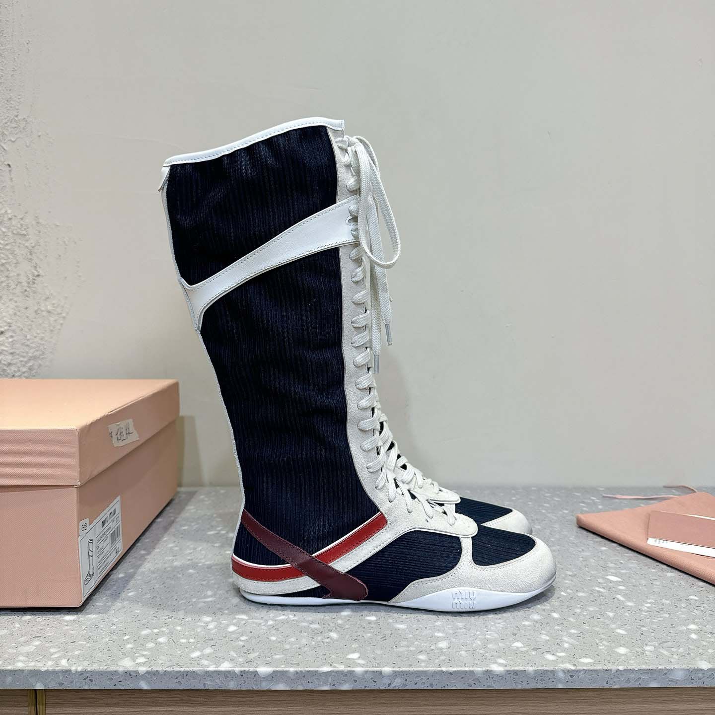 Miu Miu Gymnasium Technical Fabric And Suede Boxeur Boots - DopestKickz