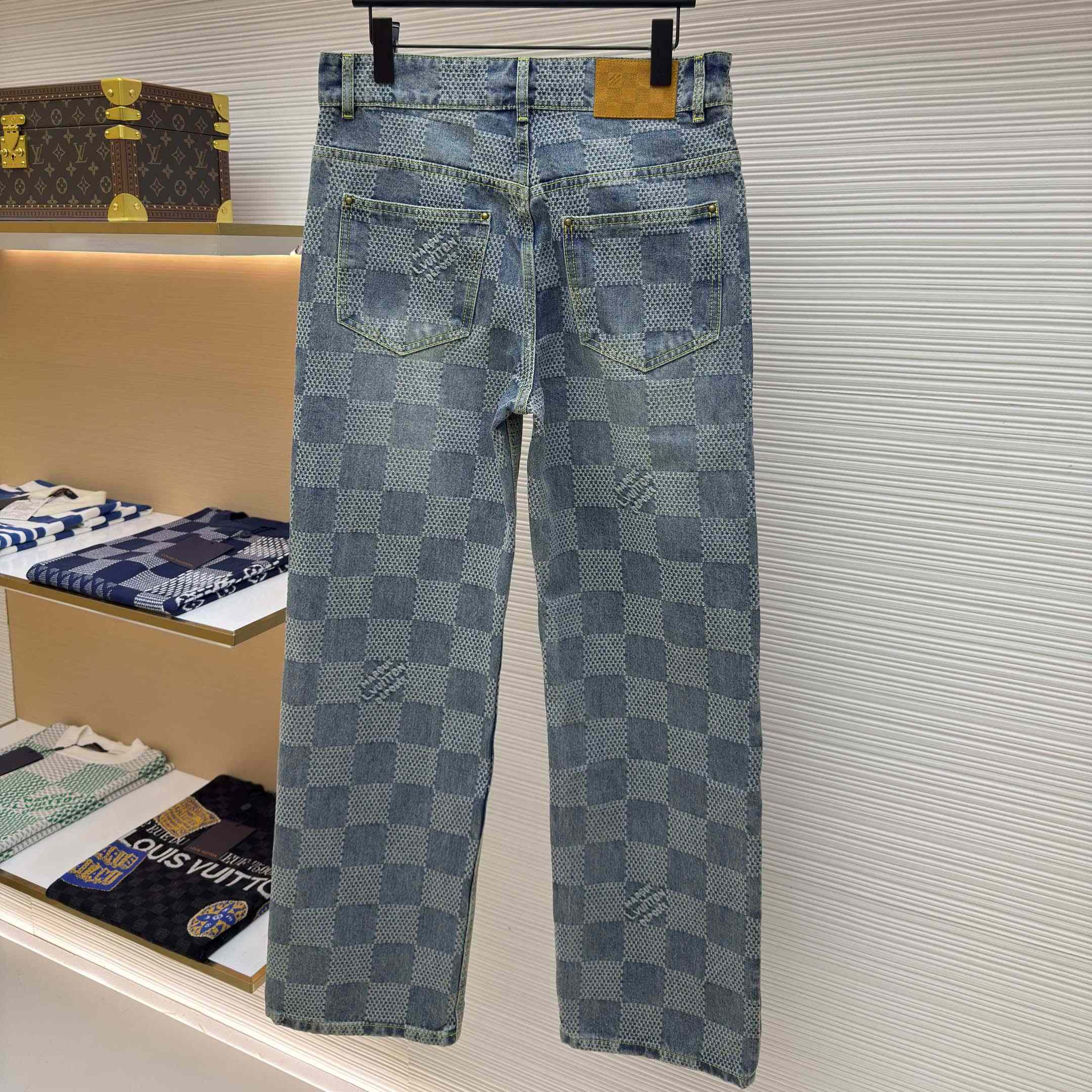 Louis Vuitton Damier Bootcut Denim Pants - DopestKickz
