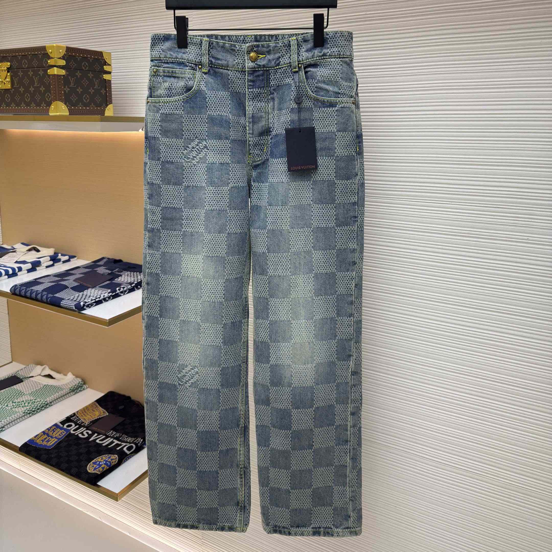 Louis Vuitton Damier Bootcut Denim Pants - DopestKickz