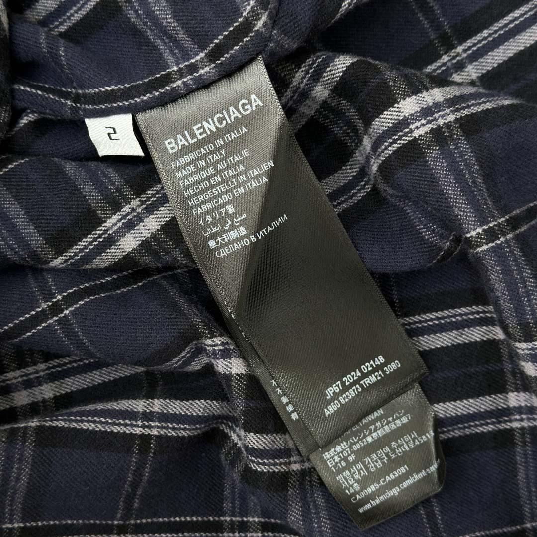 Balenciaga Logo Embroidered Hooded Check Jacket - DopestKickz