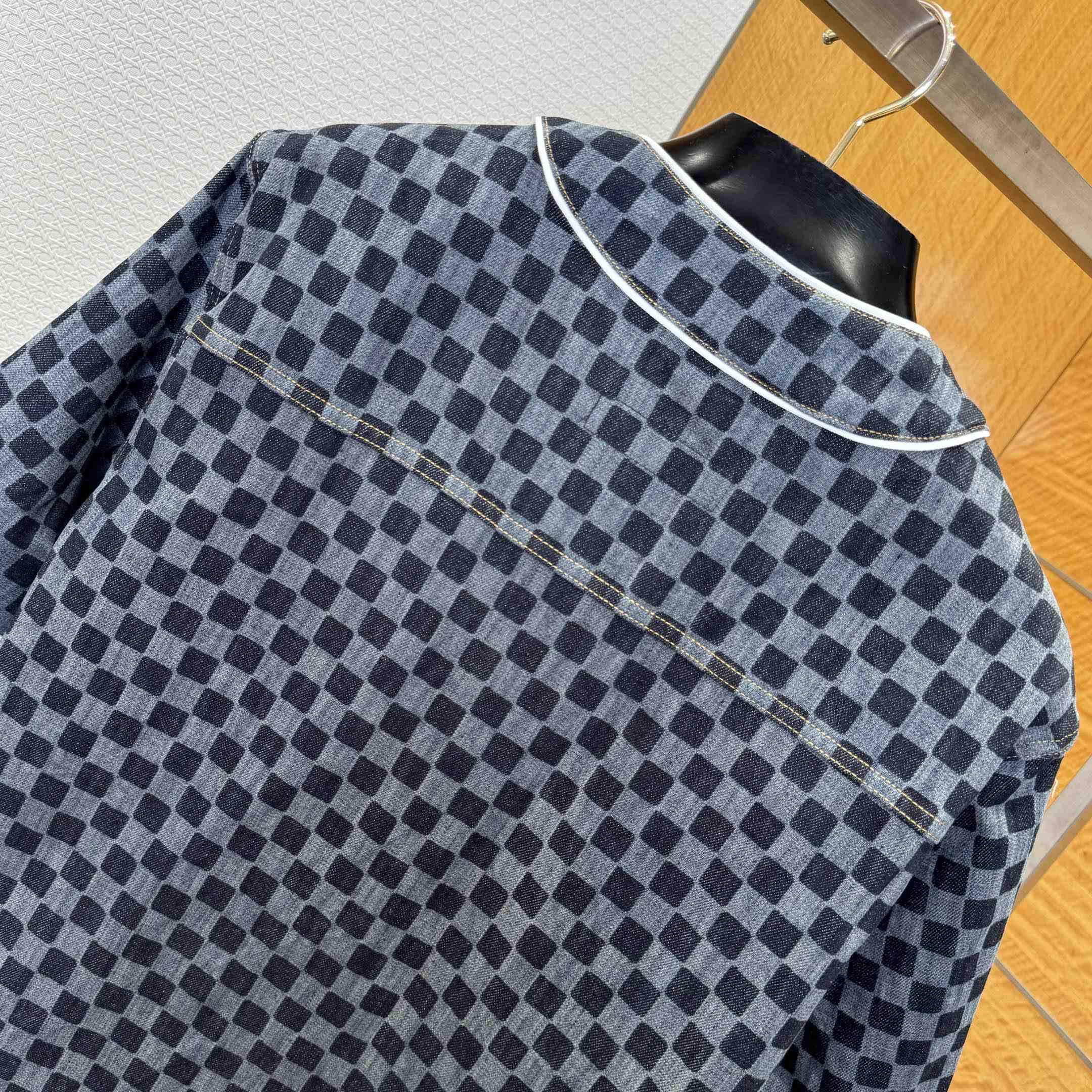 Louis Vuitton Damier Denim Baseball Shirt   1AIMJH - DopestKickz