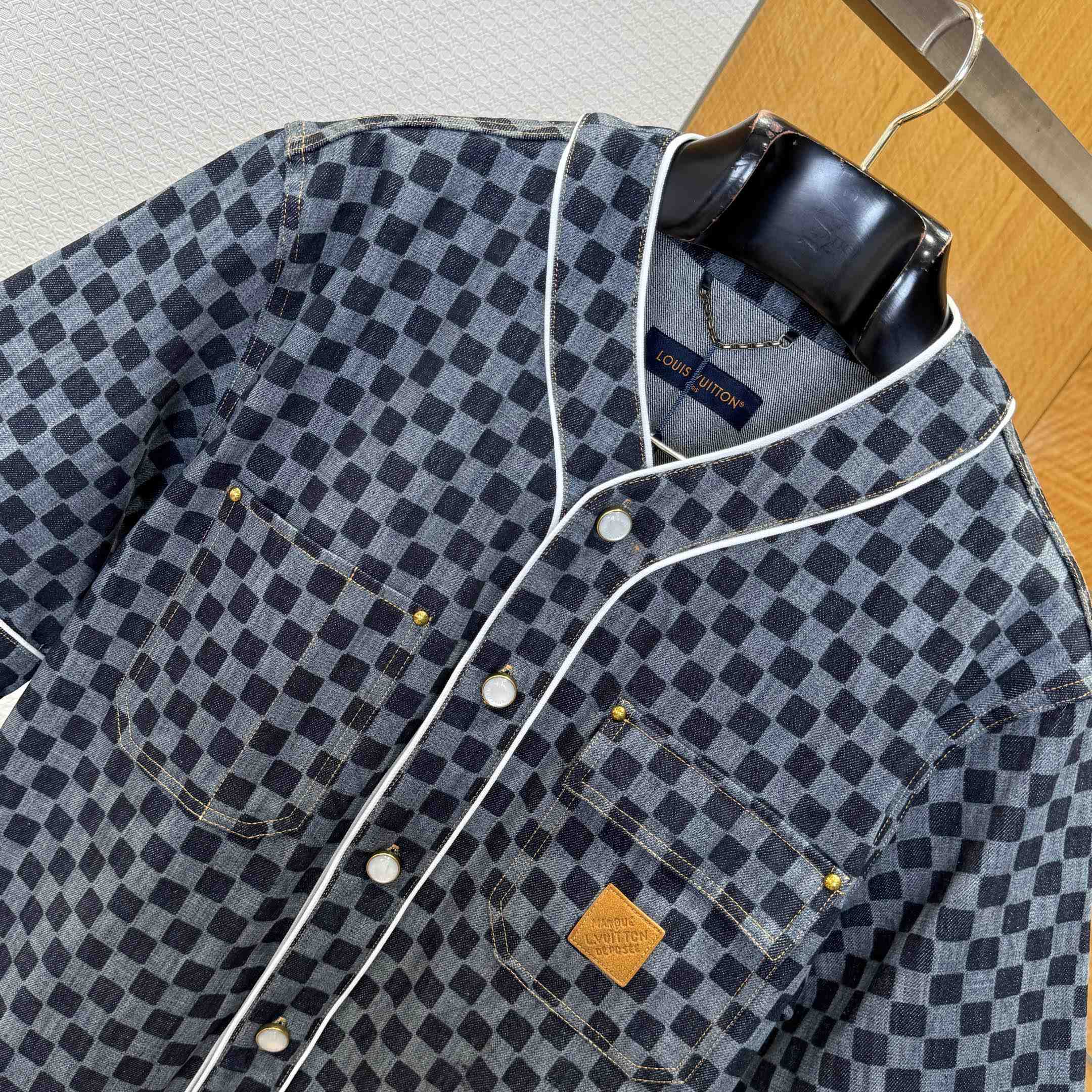 Louis Vuitton Damier Denim Baseball Shirt   1AIMJH - DopestKickz
