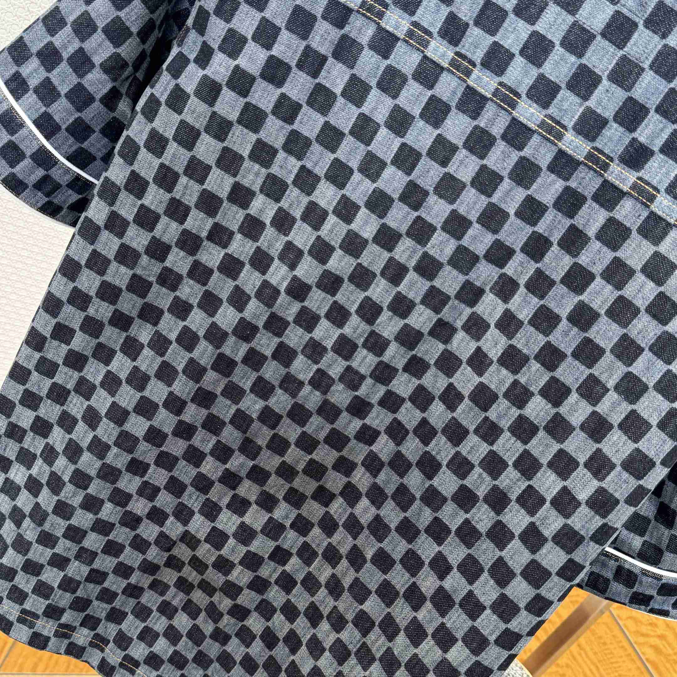 Louis Vuitton Damier Denim Baseball Shirt   1AIMJH - DopestKickz
