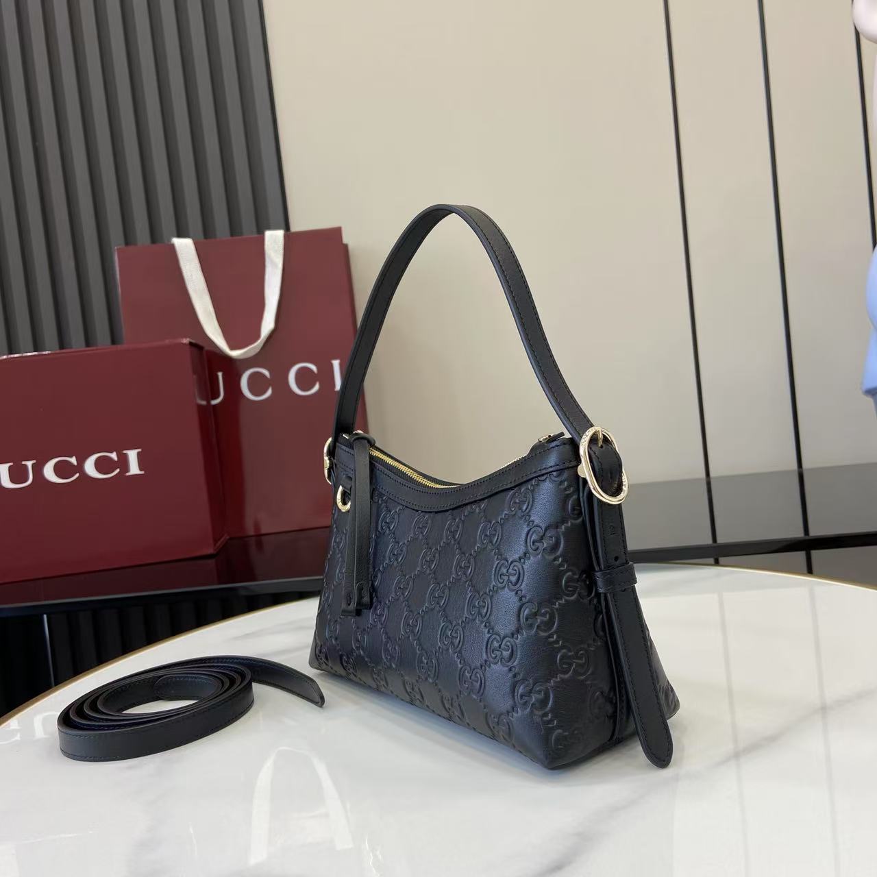 Gucci GG Emblem Small Shoulder Bag - DopestKickz