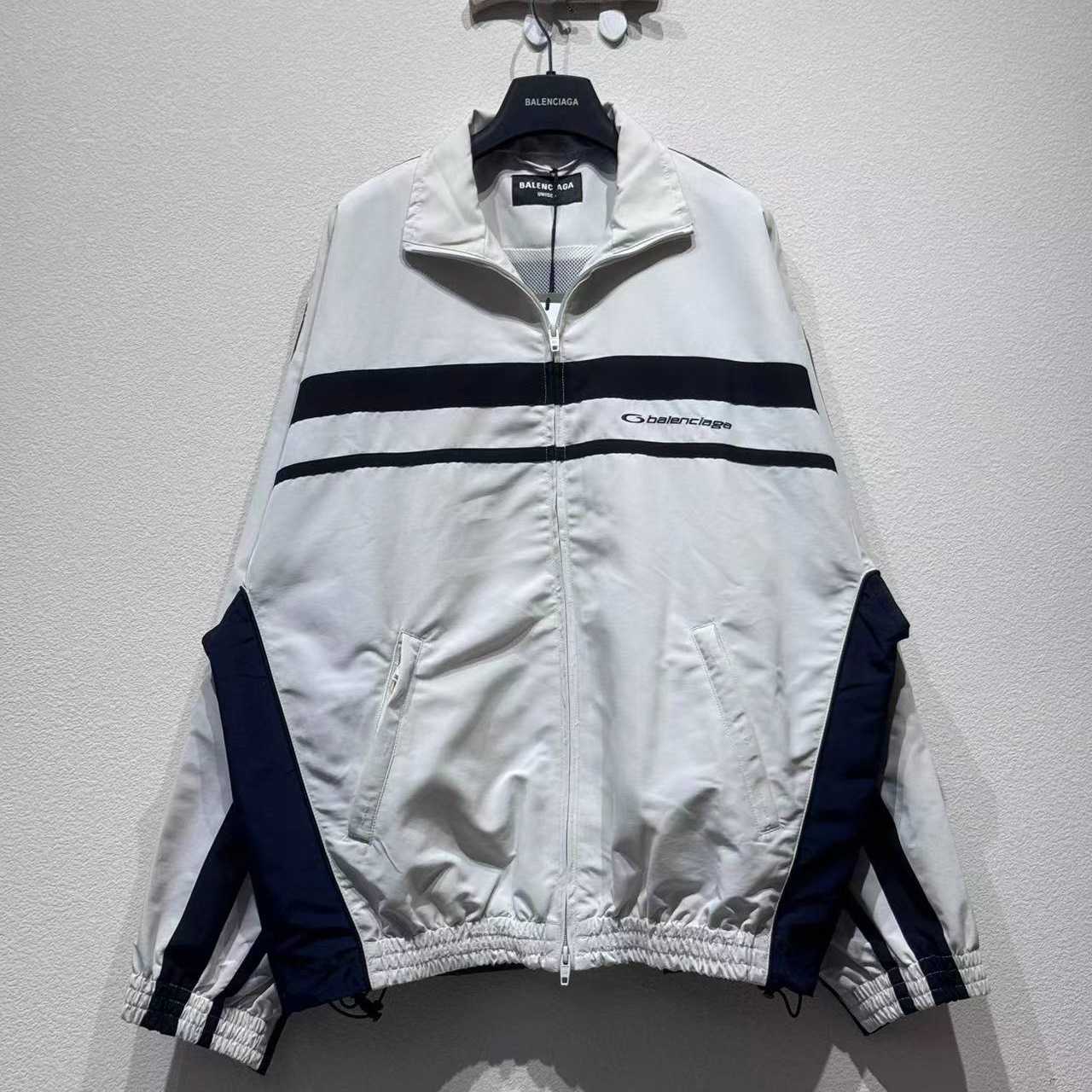 Balenciaga 50/50 Tracksuit Jacket In White And Grey - DopestKickz