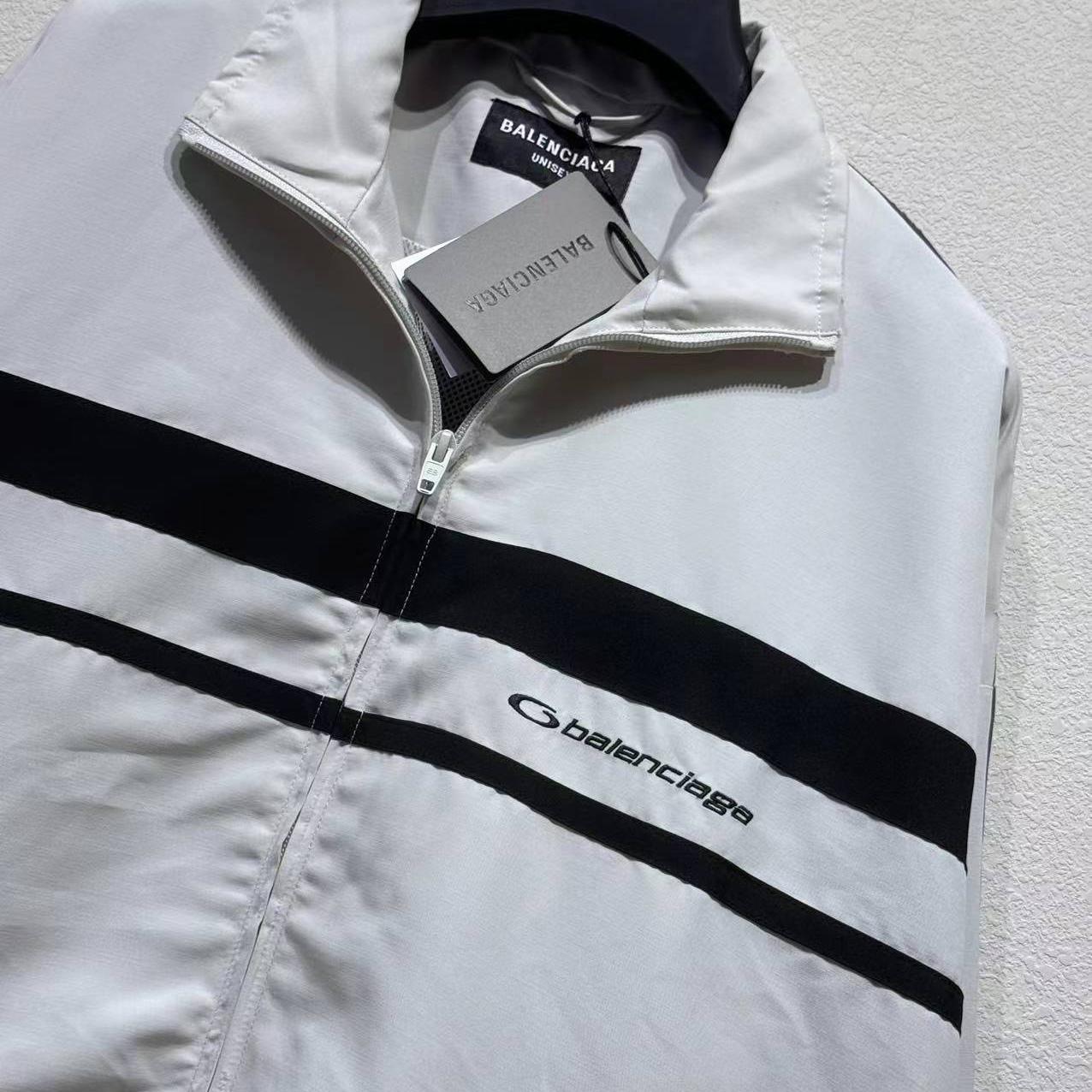 Balenciaga 50/50 Tracksuit Jacket In White And Grey - DopestKickz