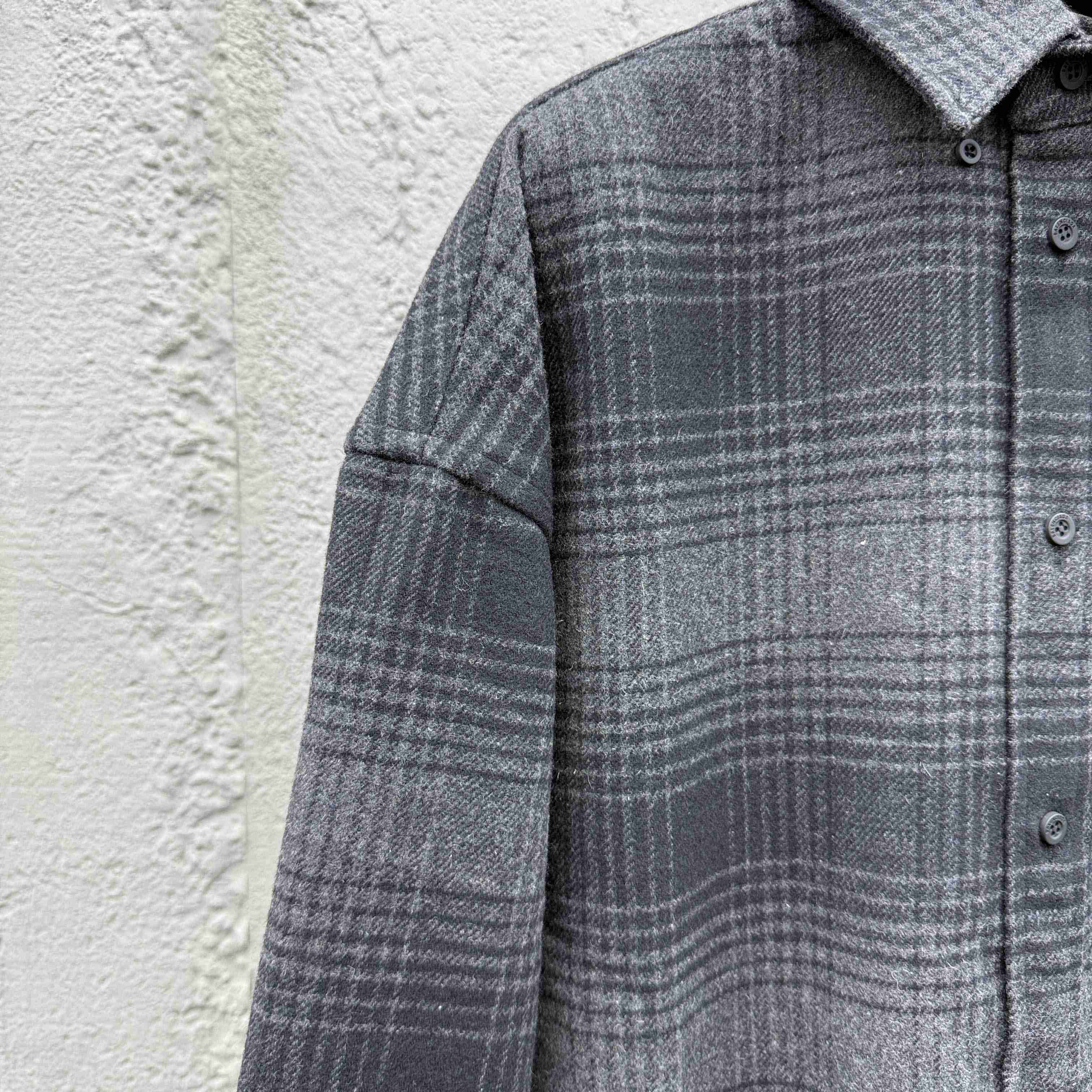 Balenciaga Oversized Shirt In Grey And Black Mix Wool Flannel - DopestKickz