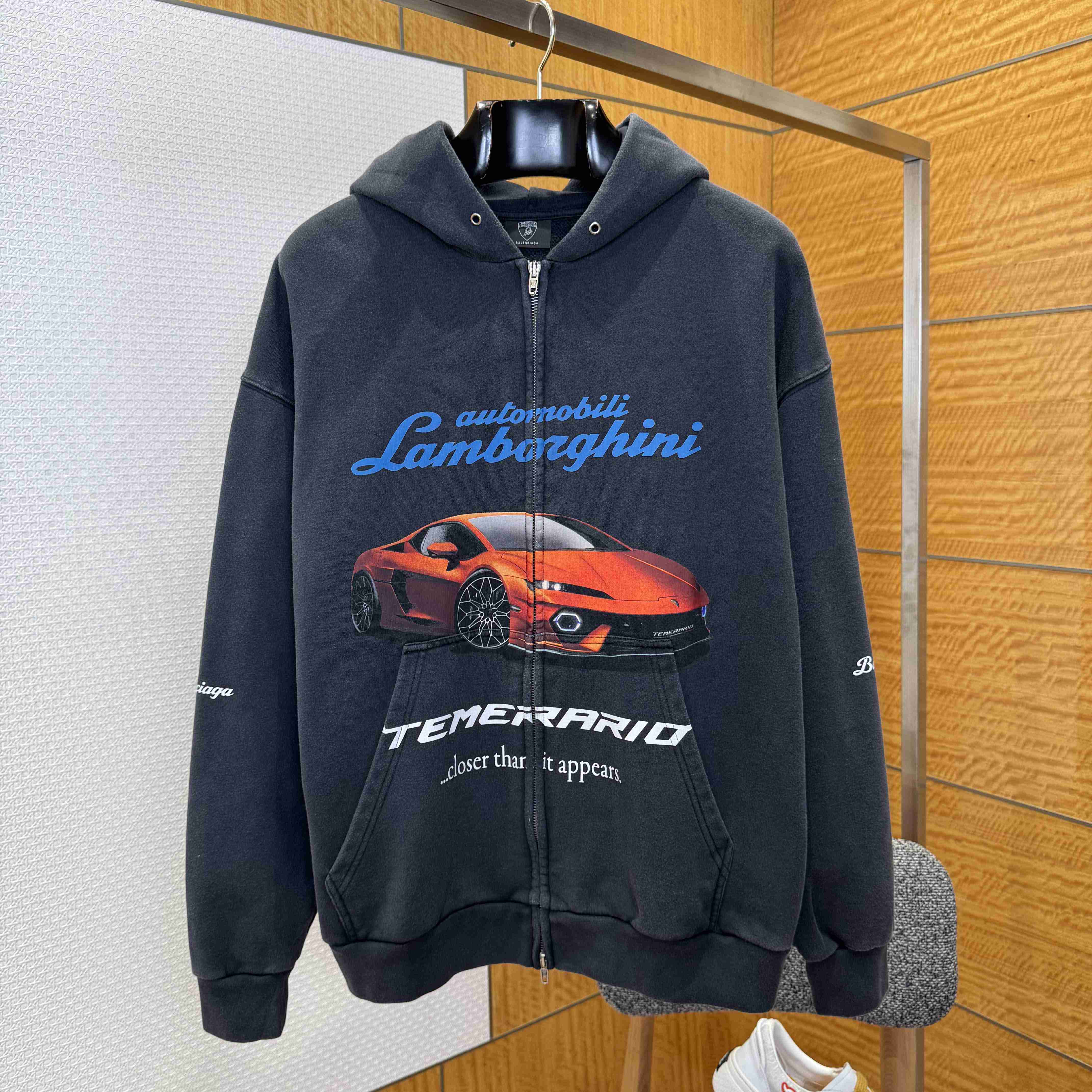 Balenciaga I Automobili Lamborghini Zip-Up Hoodie Small Fit - DopestKickz