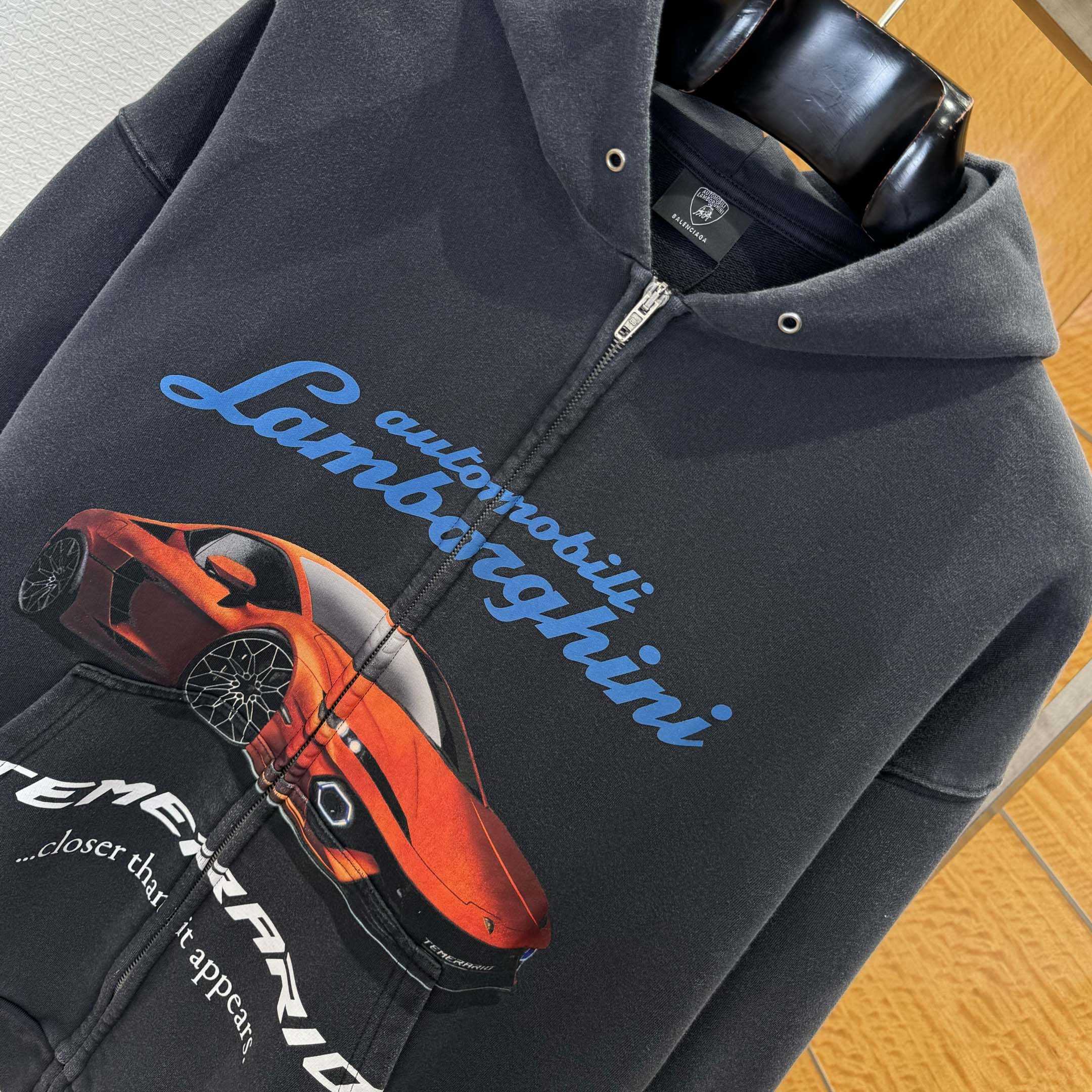 Balenciaga I Automobili Lamborghini Zip-Up Hoodie Small Fit - DopestKickz