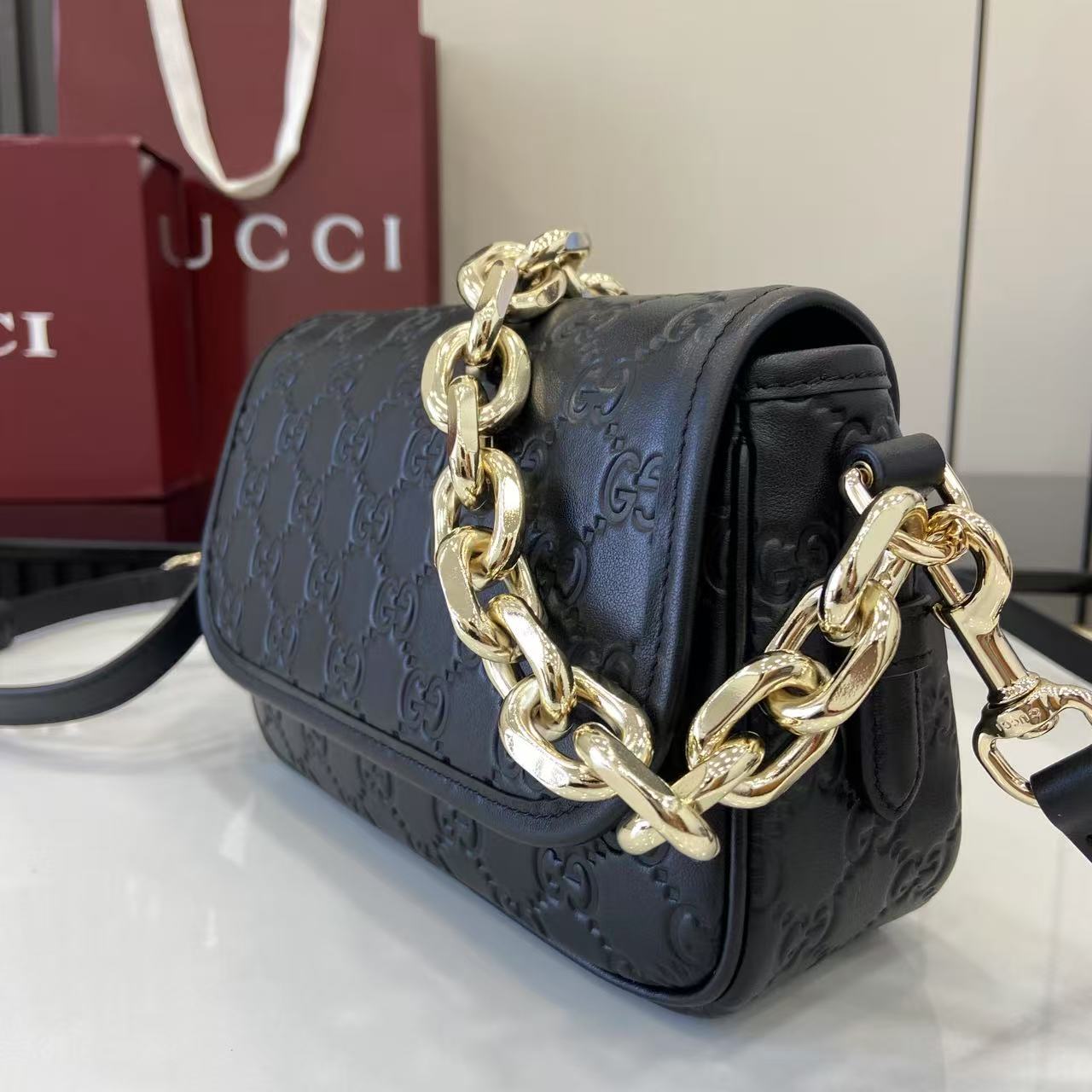 Gucci GG Emblem Small Shoulder Bag - DopestKickz