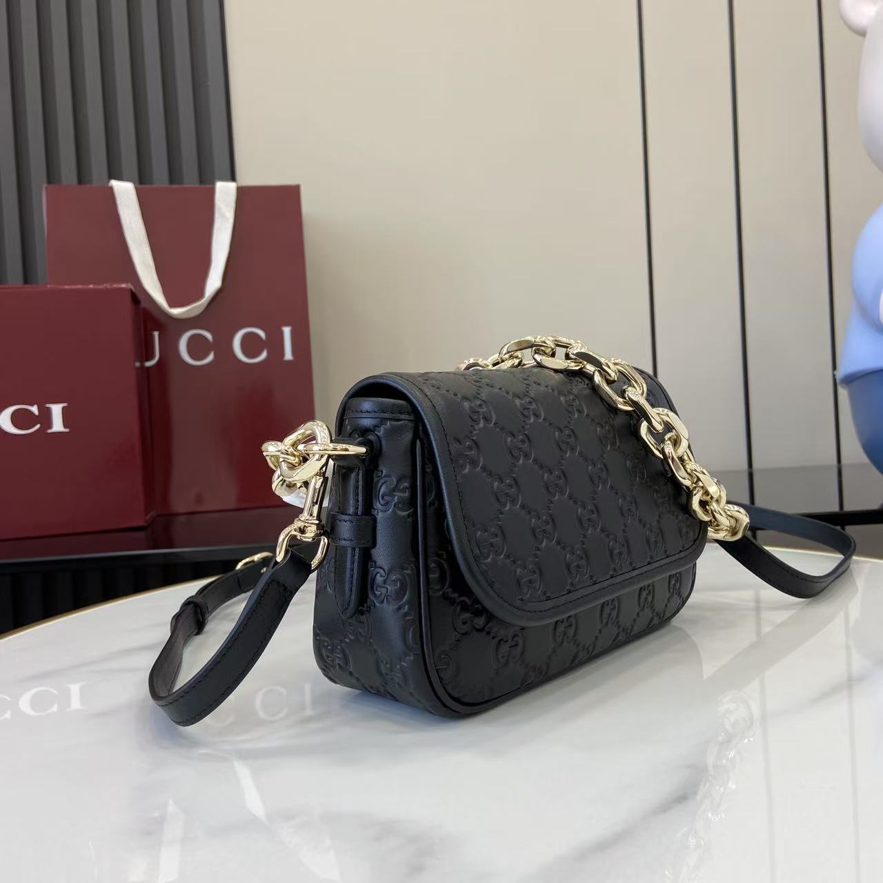 Gucci GG Emblem Small Shoulder Bag - DopestKickz