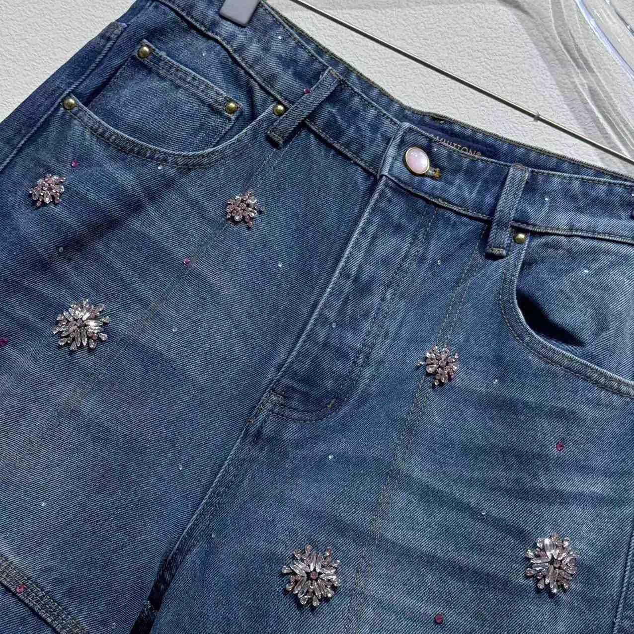 Louis Vuitton Embroidered Denim Workwear Shorts   1AILTW - DopestKickz