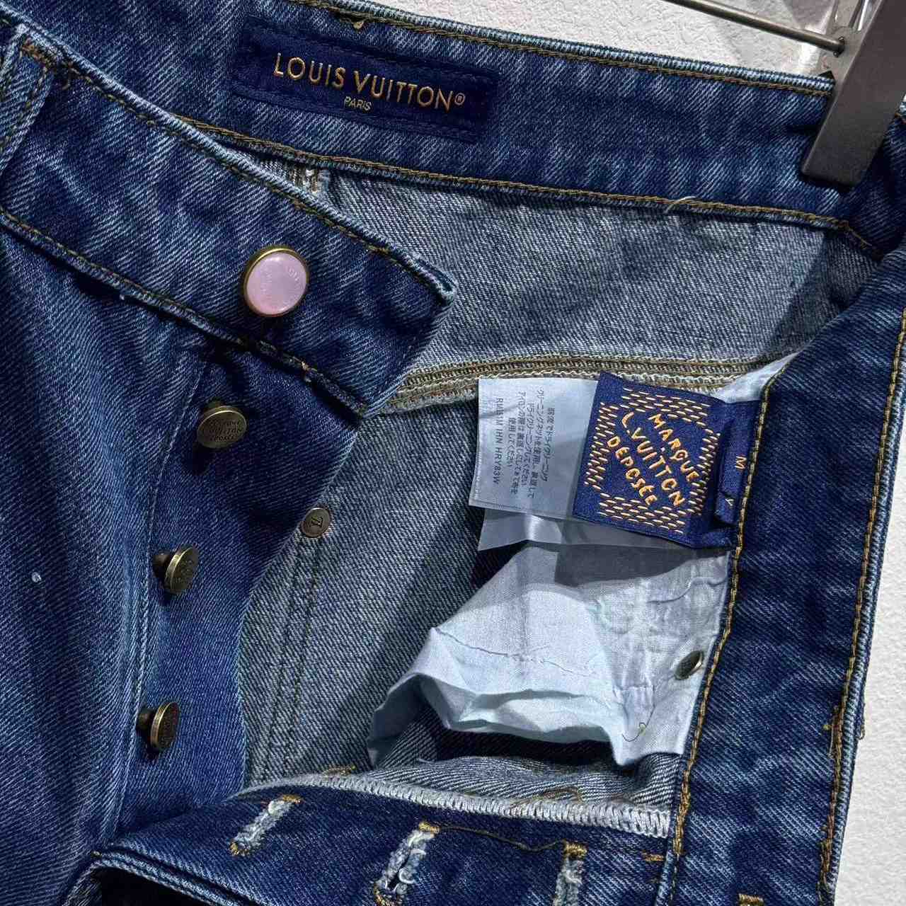 Louis Vuitton Embroidered Denim Workwear Shorts   1AILTW - DopestKickz