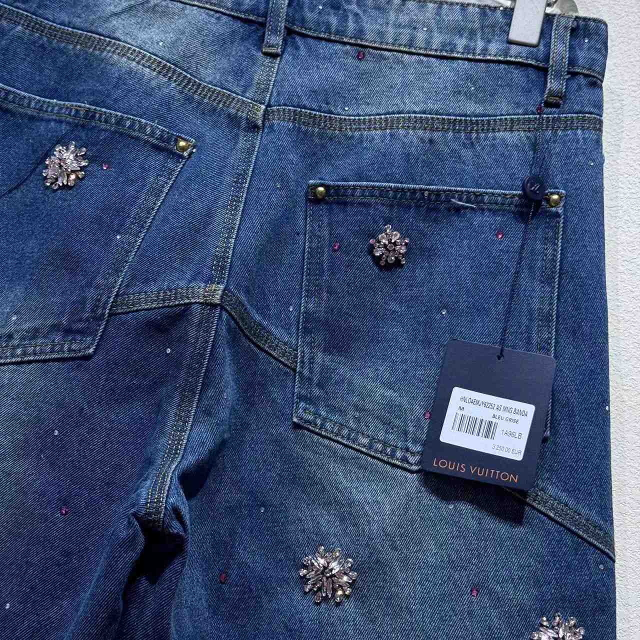 Louis Vuitton Embroidered Denim Workwear Shorts   1AILTW - DopestKickz