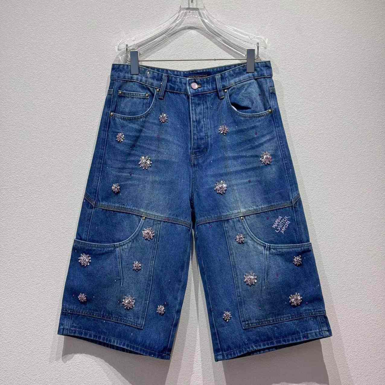 Louis Vuitton Embroidered Denim Workwear Shorts   1AILTW - DopestKickz