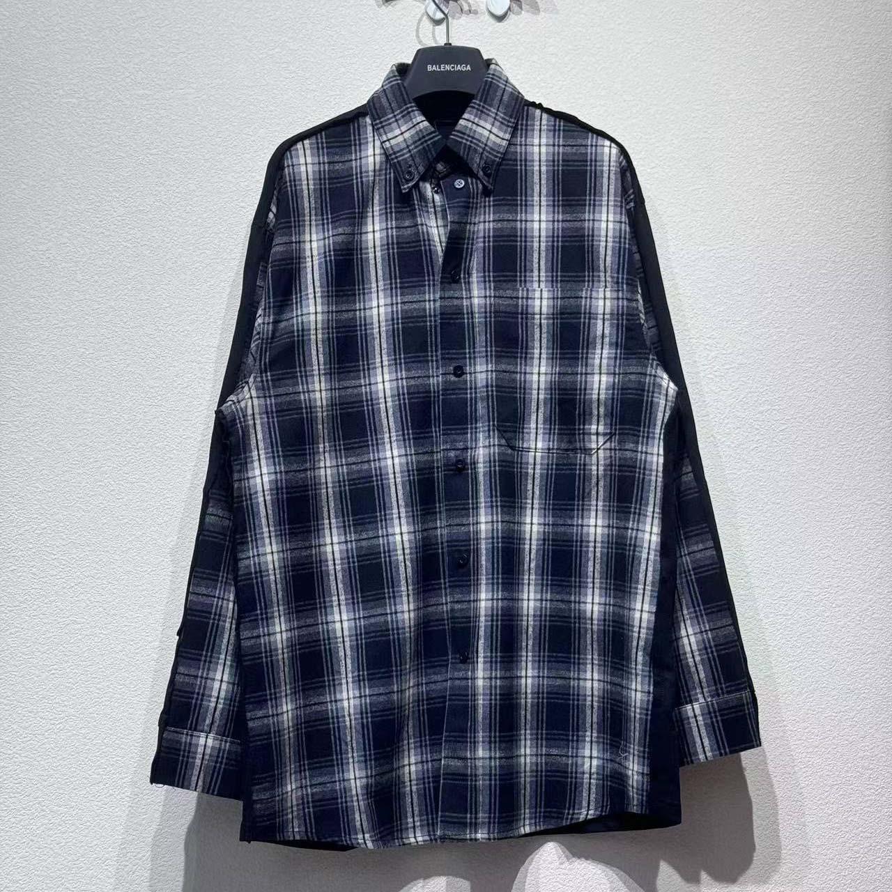 Balenciaga Hybrid Overshirt In Black And Grey Check Flannel - DopestKickz