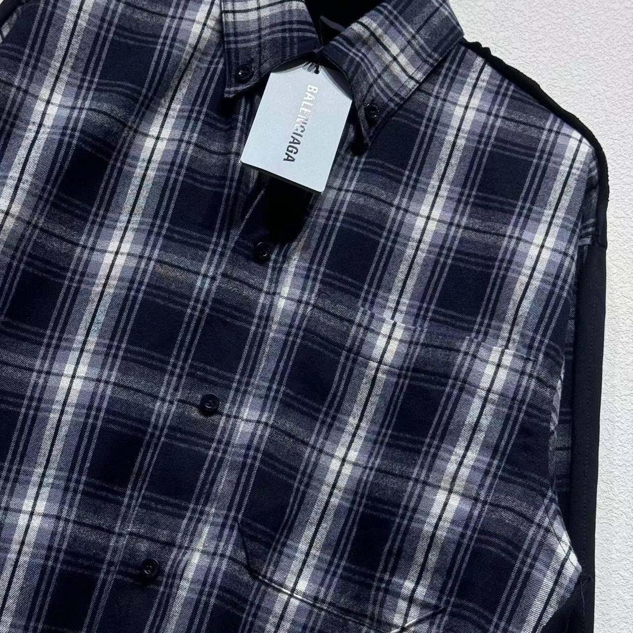 Balenciaga Hybrid Overshirt In Black And Grey Check Flannel - DopestKickz