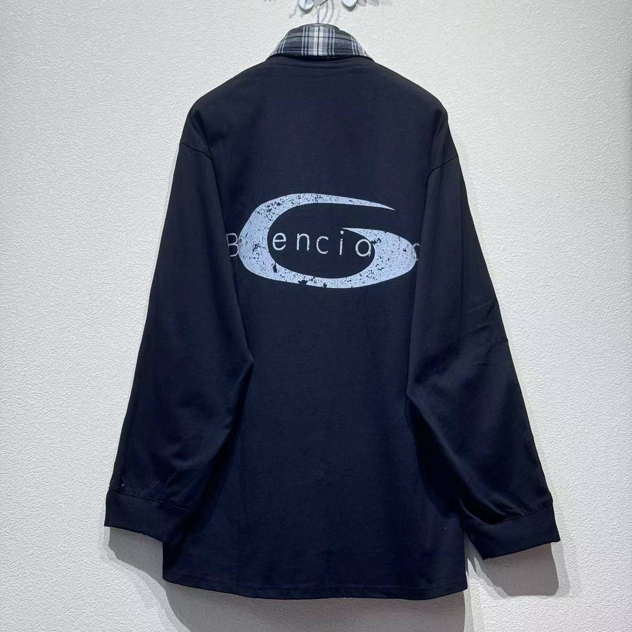 Balenciaga Hybrid Overshirt In Black And Grey Check Flannel - DopestKickz