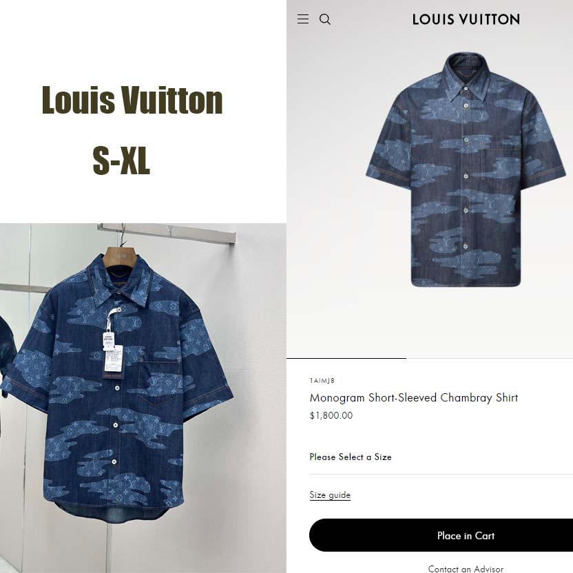 Louis Vuitton Monogram Short-Sleeved Chambray Shirt   1AIMJ8 - DopestKickz