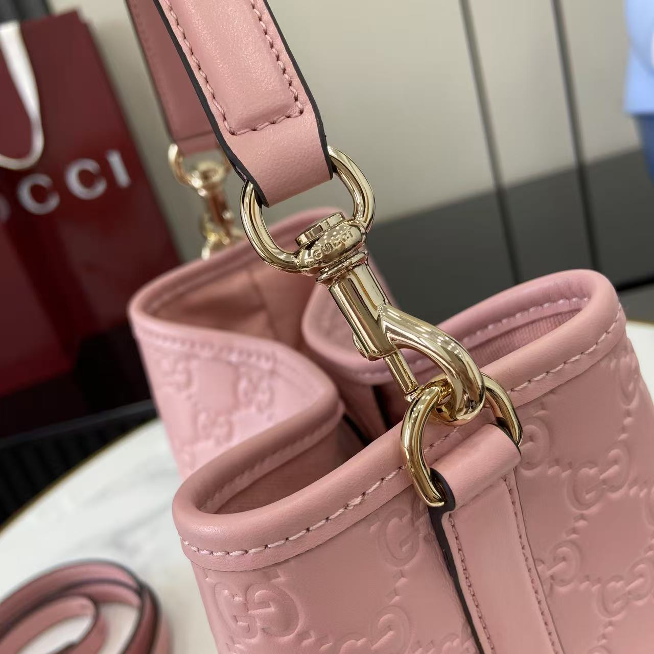 Gucci GG Emblem Nano Bucket Bag - DopestKickz