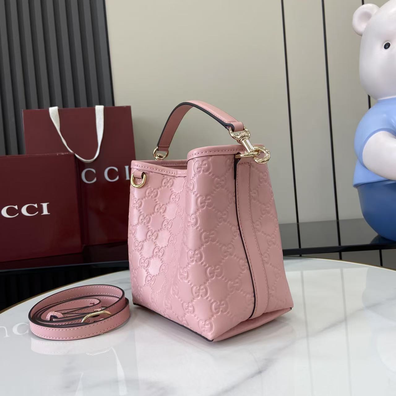 Gucci GG Emblem Nano Bucket Bag - DopestKickz
