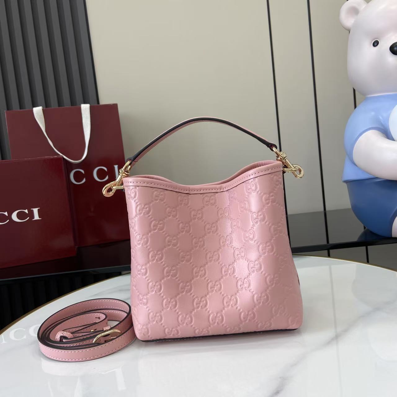 Gucci GG Emblem Nano Bucket Bag - DopestKickz