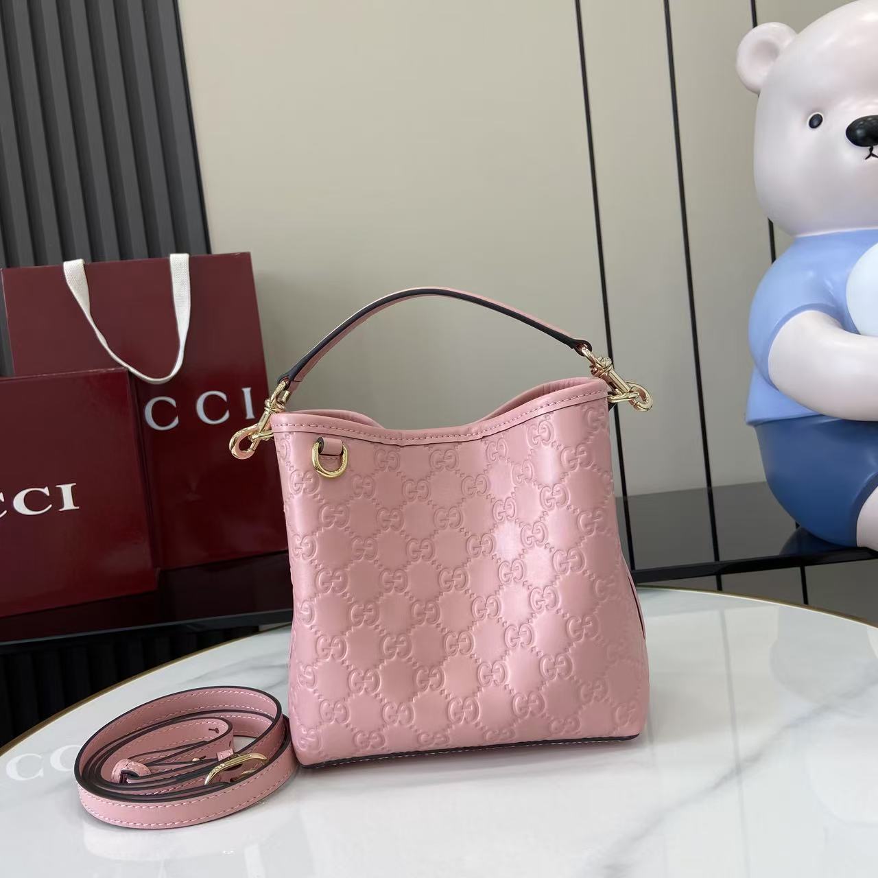 Gucci GG Emblem Nano Bucket Bag - DopestKickz