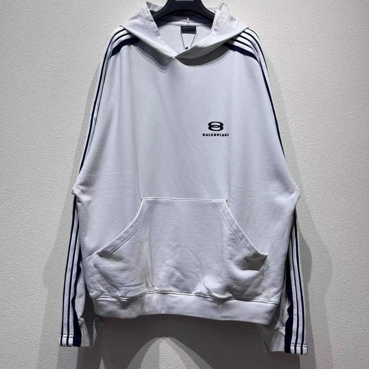 Balenciaga Unity Sports Bal Large Hoodie In Dirty White And Black Dry Fleece - DopestKickz