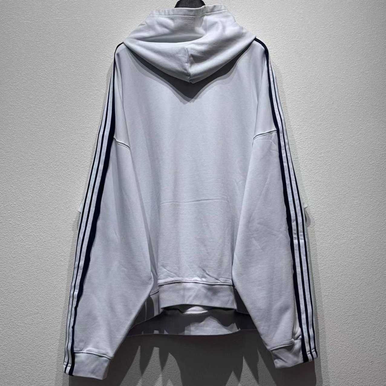 Balenciaga Unity Sports Bal Large Hoodie In Dirty White And Black Dry Fleece - DopestKickz