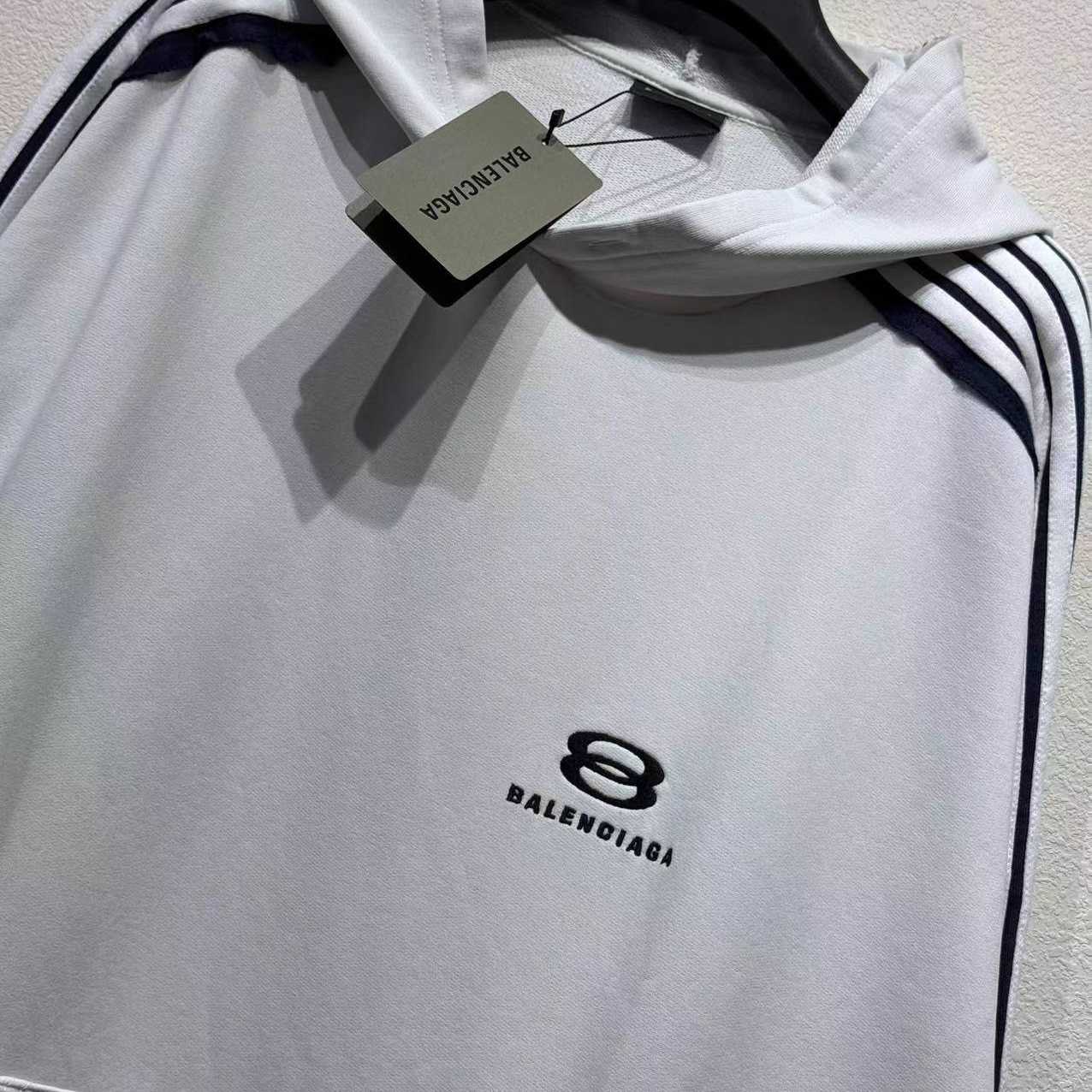 Balenciaga Unity Sports Bal Large Hoodie In Dirty White And Black Dry Fleece - DopestKickz