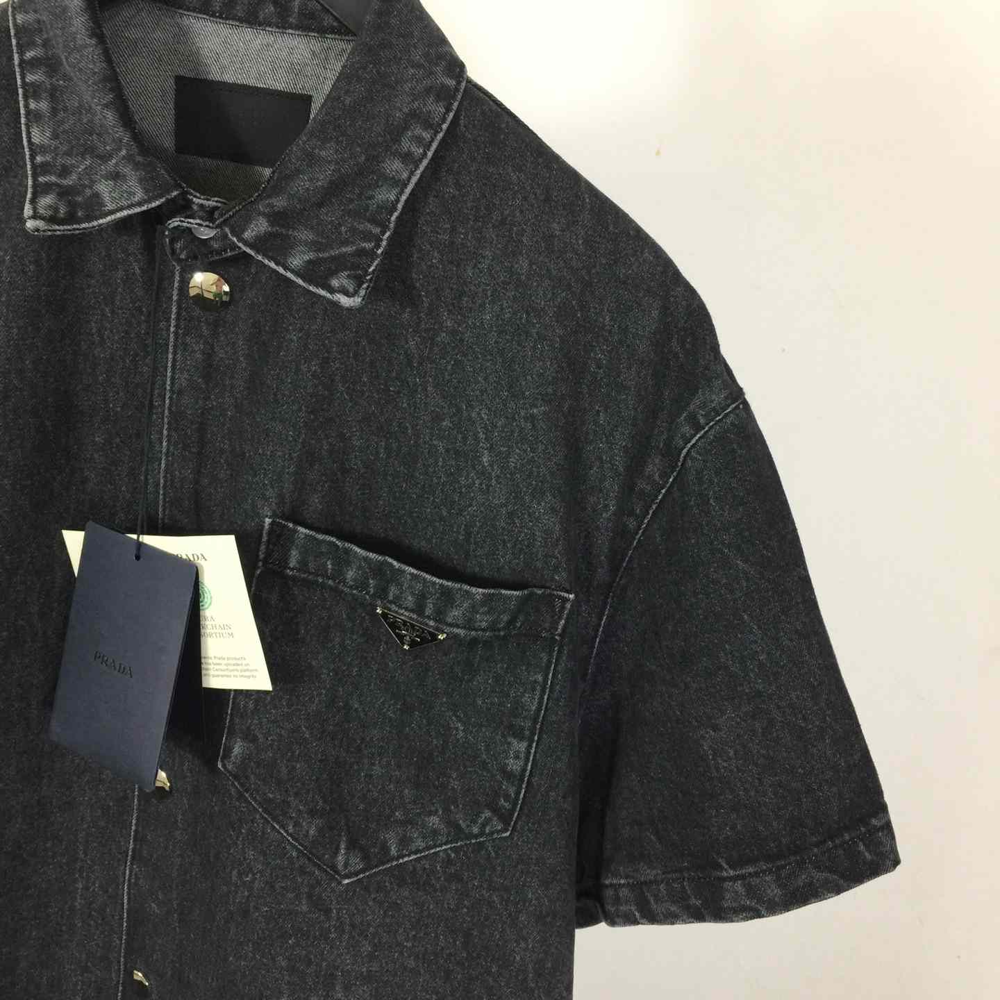 Prada Logo Denim Shirt - DopestKickz
