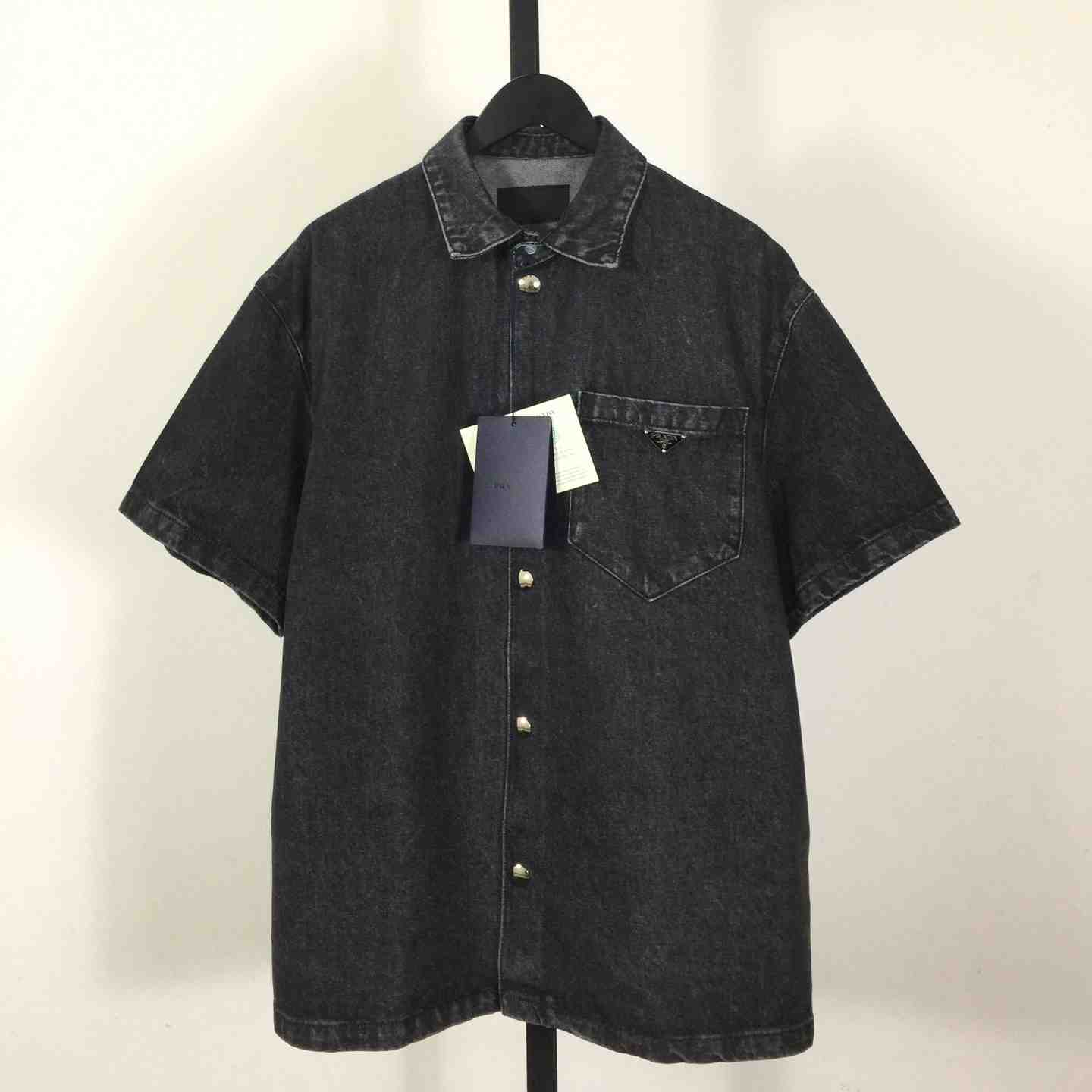 Prada Logo Denim Shirt - DopestKickz