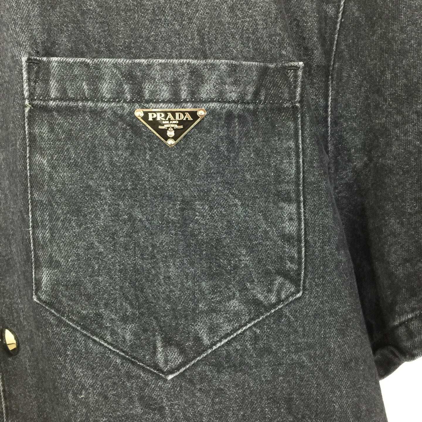 Prada Logo Denim Shirt - DopestKickz