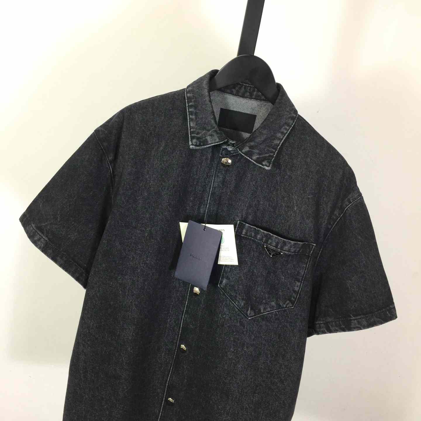 Prada Logo Denim Shirt - DopestKickz