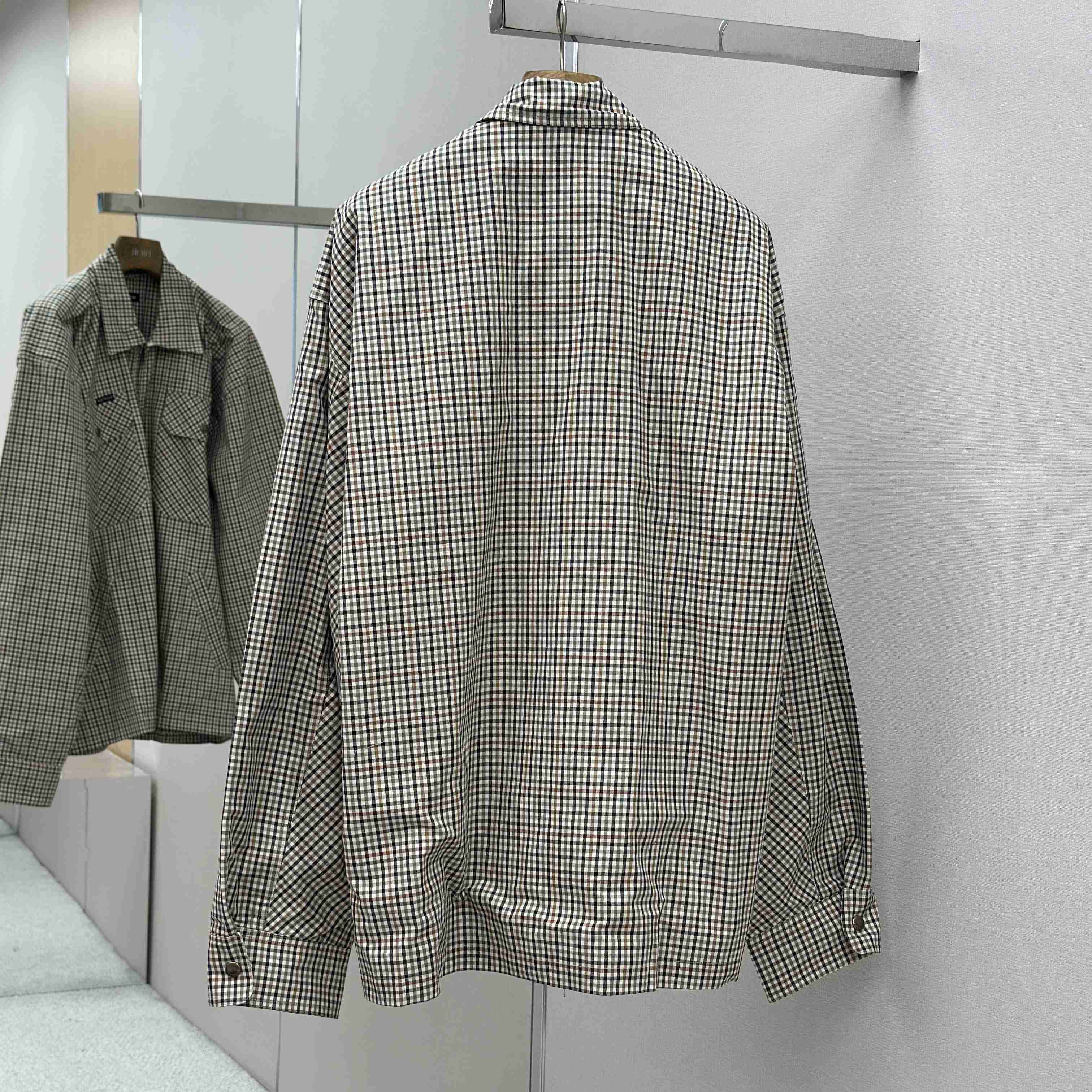 Balenciaga Zip-Up Shirt In Beige And Khaki Checked Flannel - DopestKickz