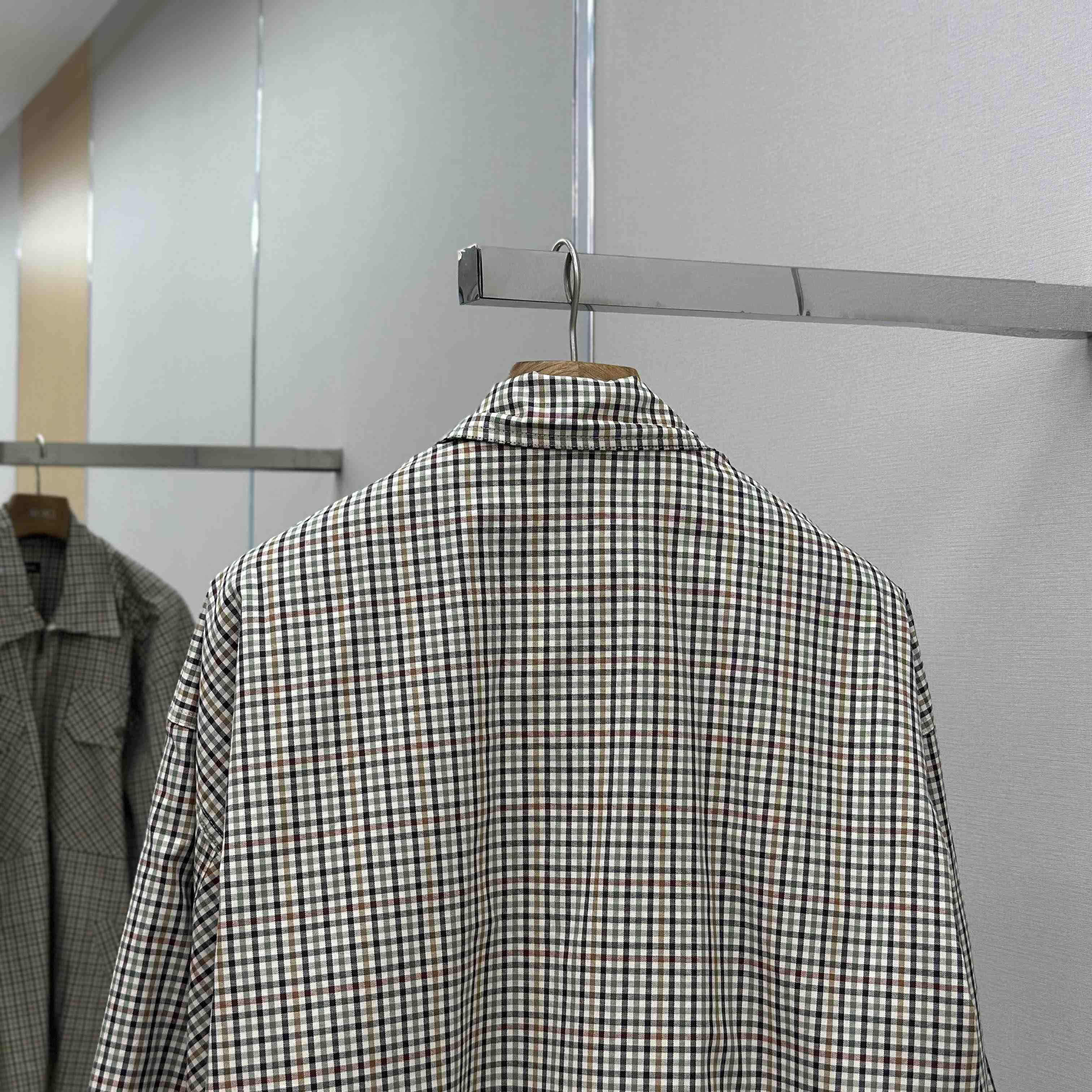 Balenciaga Zip-Up Shirt In Beige And Khaki Checked Flannel - DopestKickz
