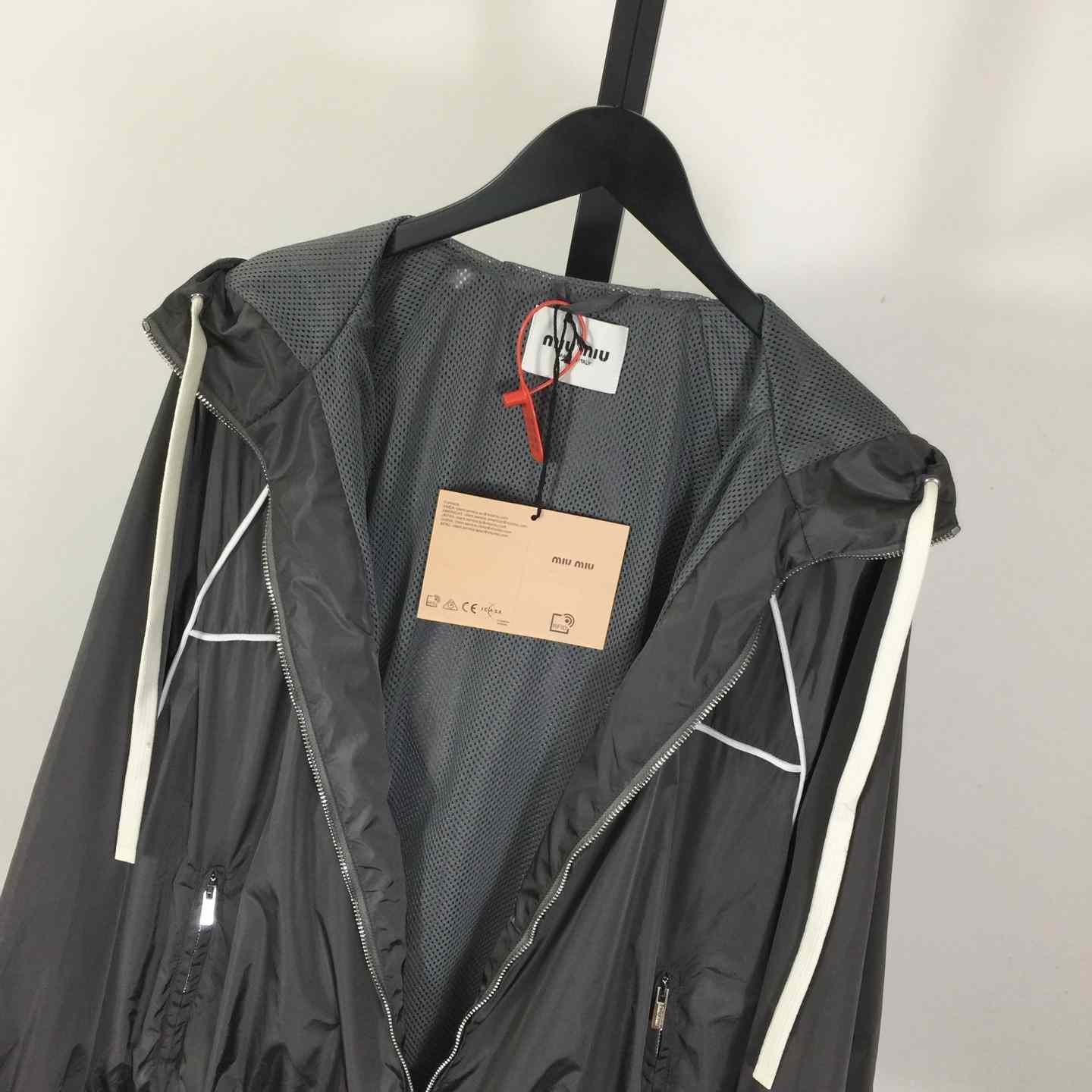 Miu Miu Aluminum Technical Silk Zipper Blouson Jacket - DopestKickz
