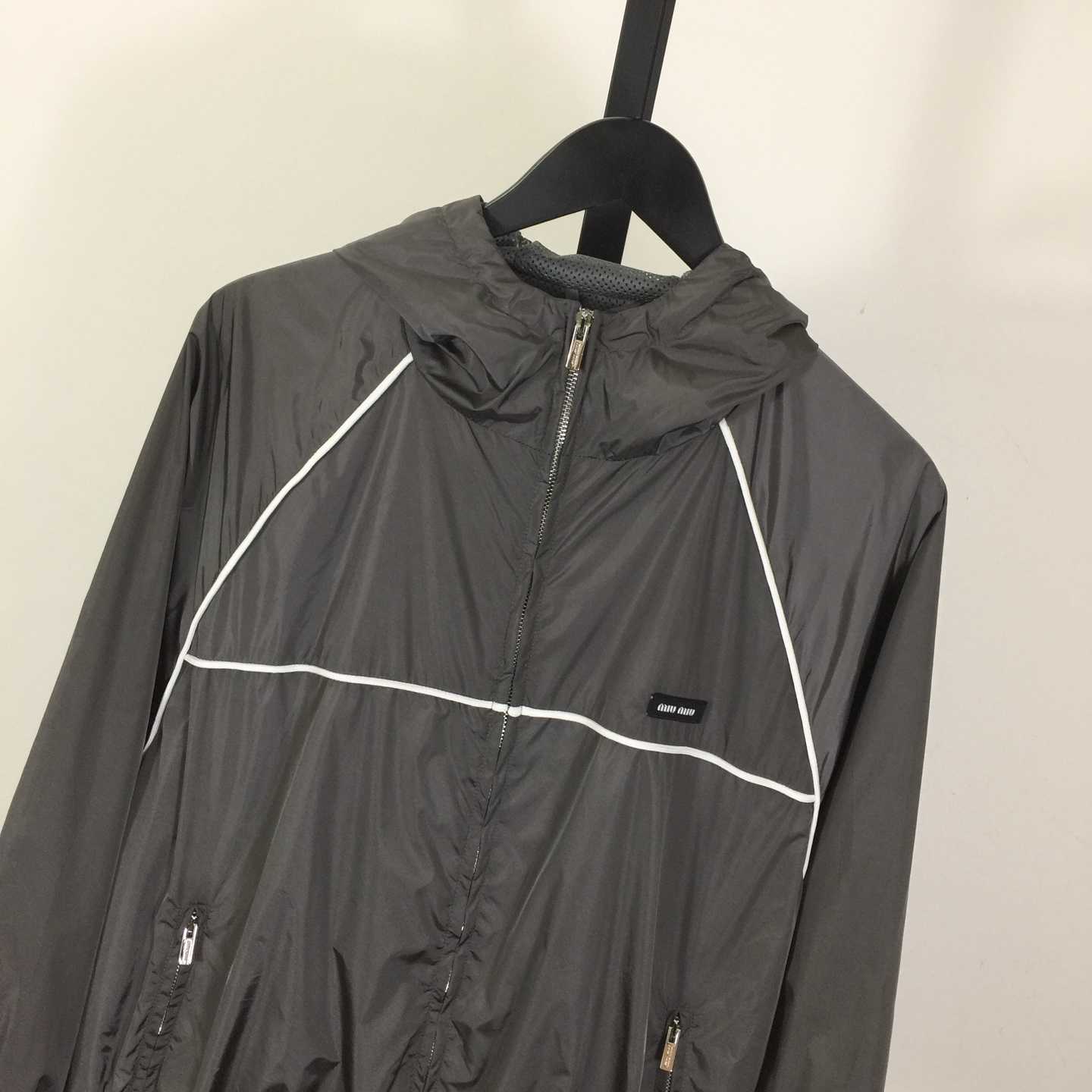 Miu Miu Aluminum Technical Silk Zipper Blouson Jacket - DopestKickz