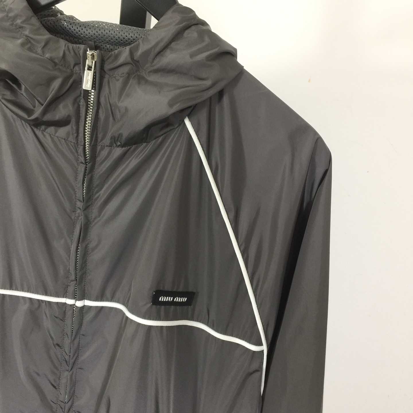 Miu Miu Aluminum Technical Silk Zipper Blouson Jacket - DopestKickz