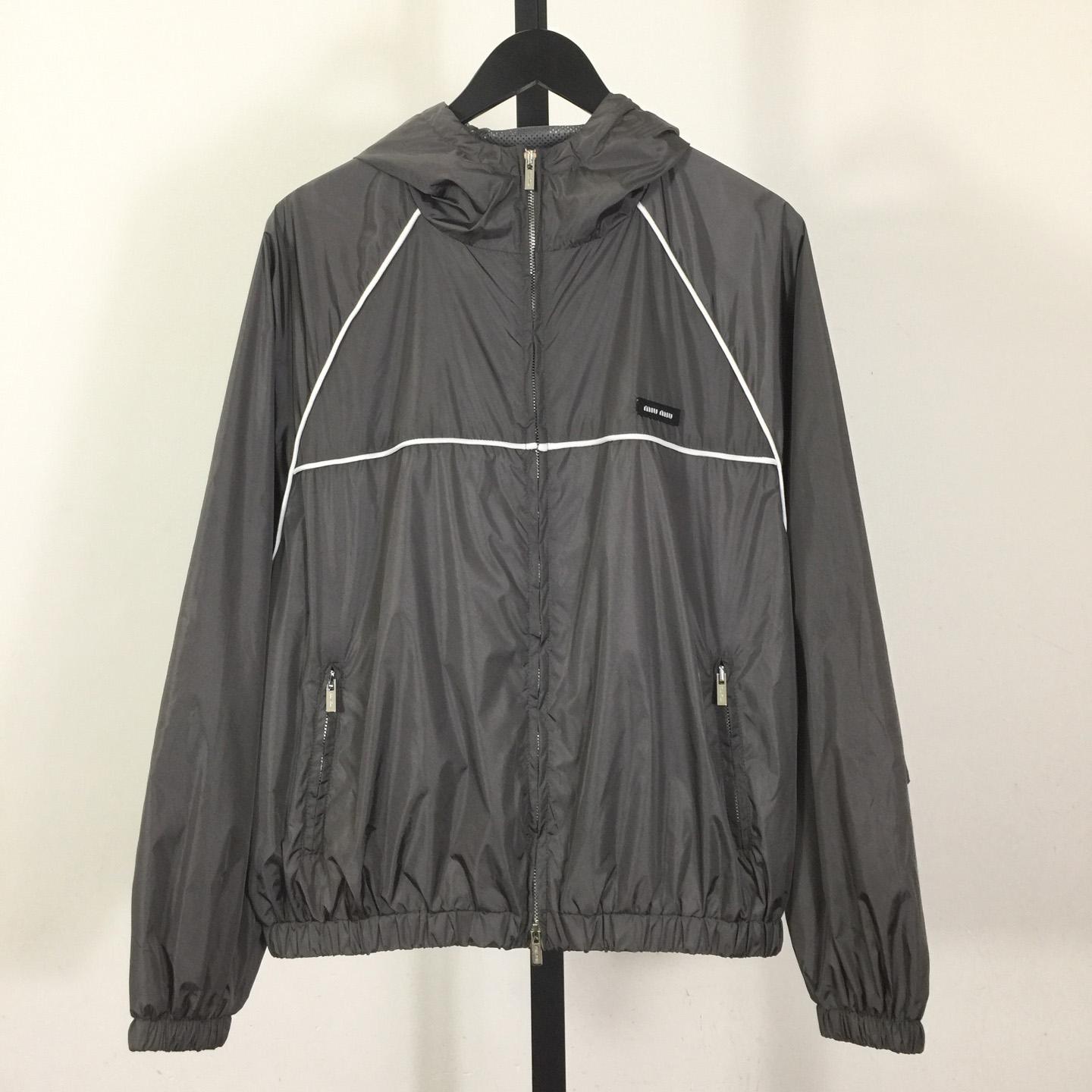 Miu Miu Aluminum Technical Silk Zipper Blouson Jacket - DopestKickz