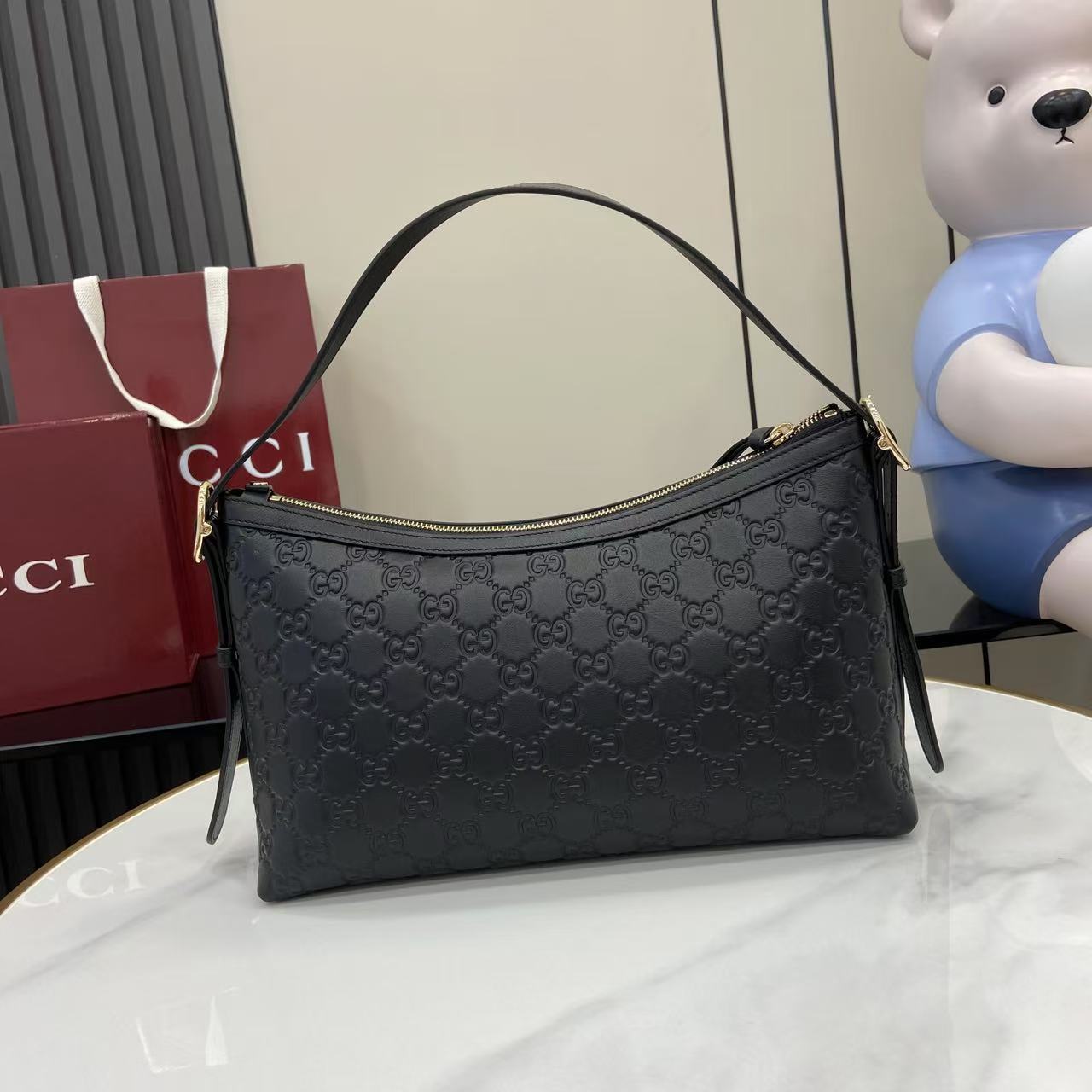 Gucci GG Emblem Medium Shoulder Bag - DopestKickz