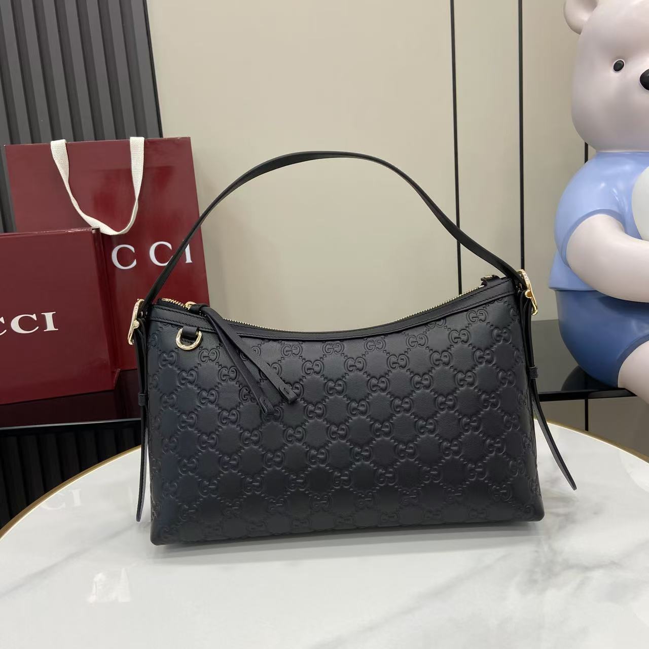 Gucci GG Emblem Medium Shoulder Bag - DopestKickz