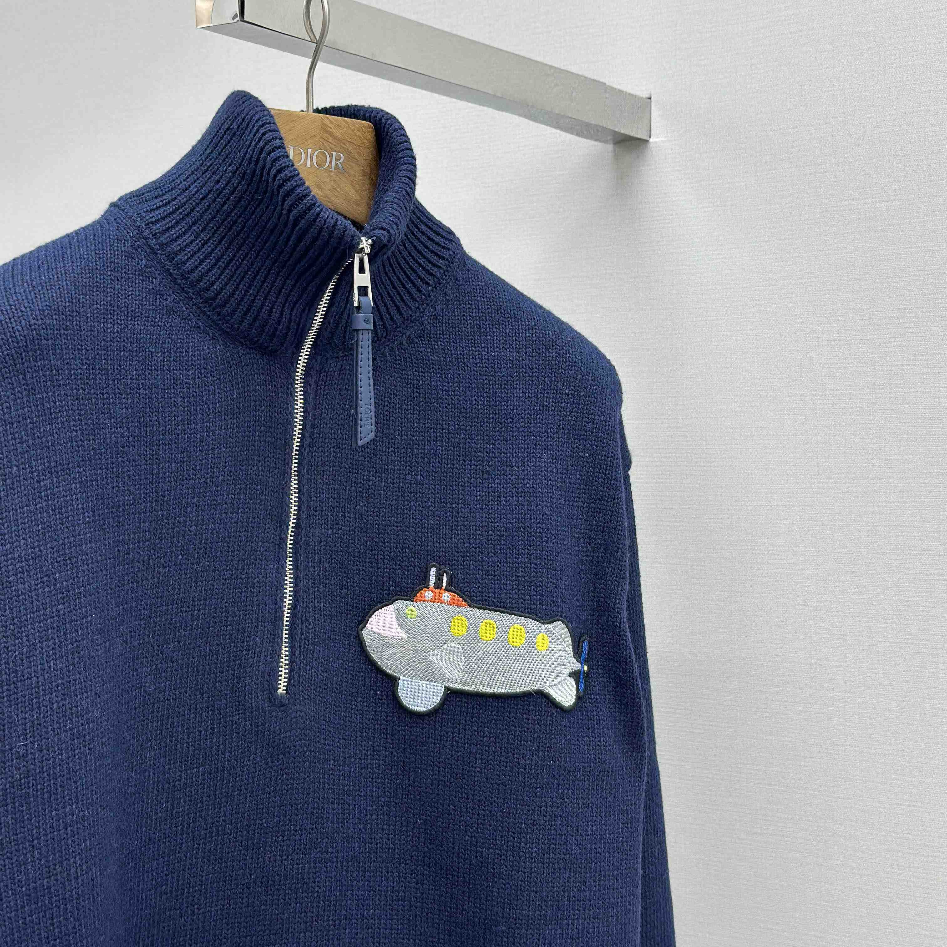 Loewe Zip-up sweater In Wool Blue - DopestKickz