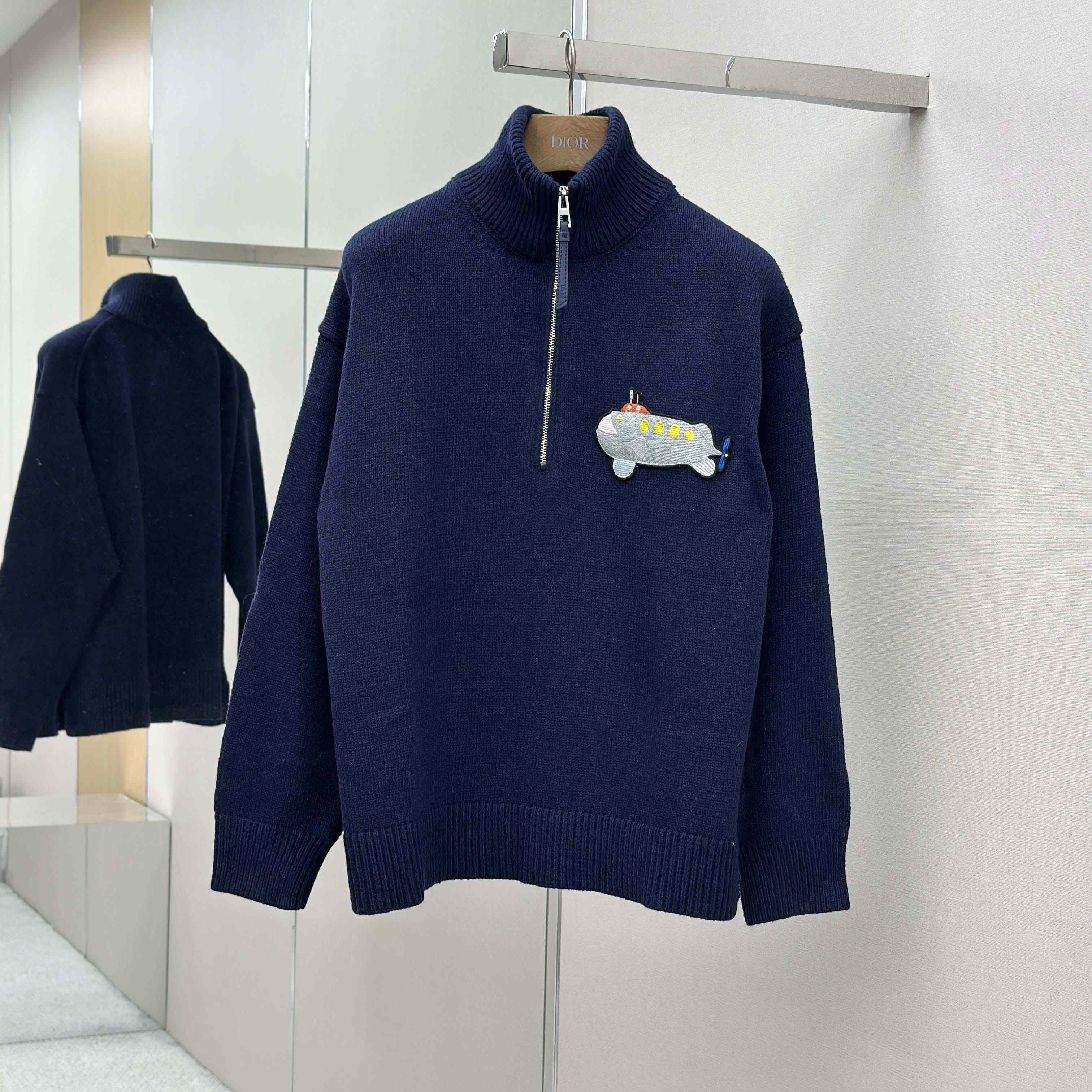 Loewe Zip-up sweater In Wool Blue - DopestKickz