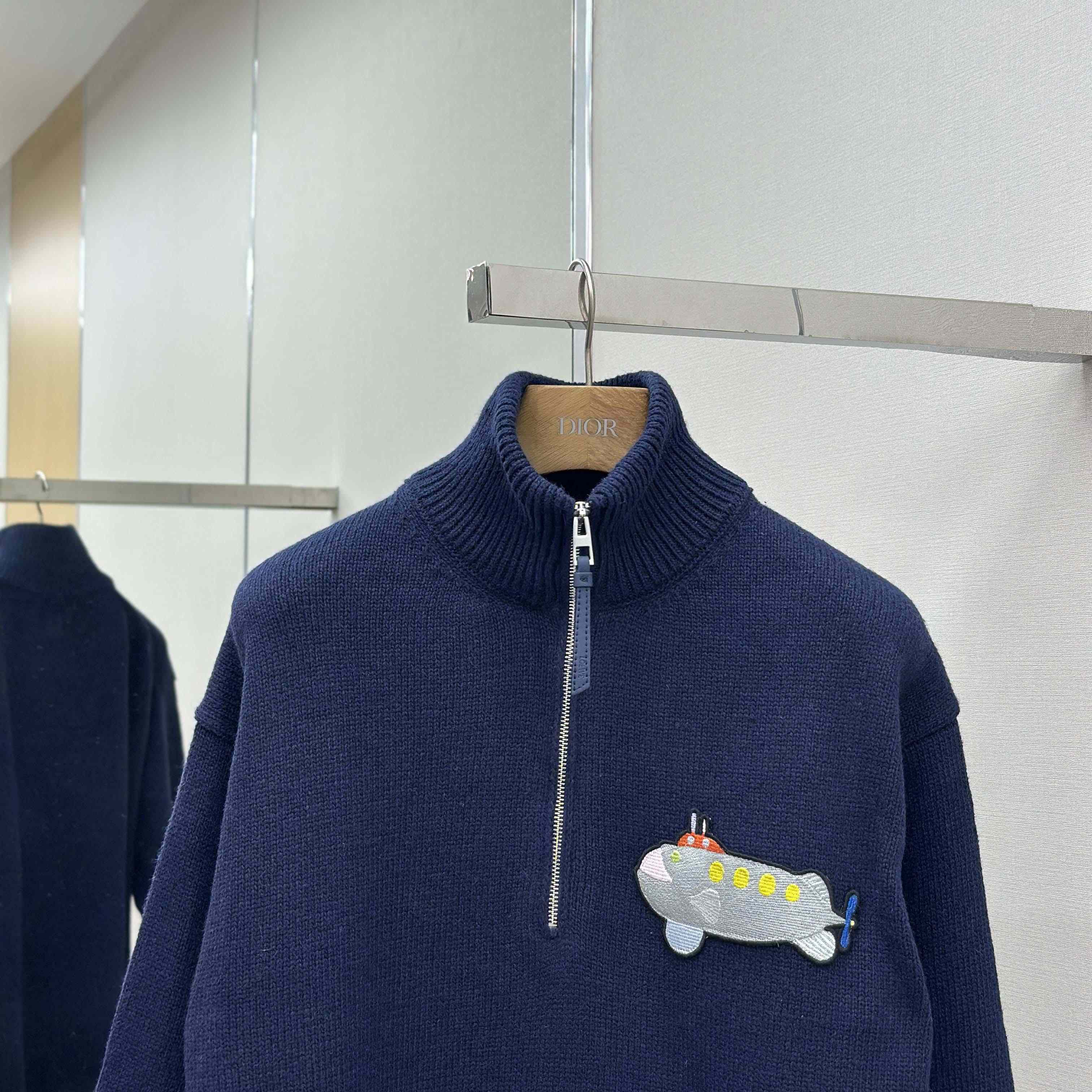 Loewe Zip-up sweater In Wool Blue - DopestKickz