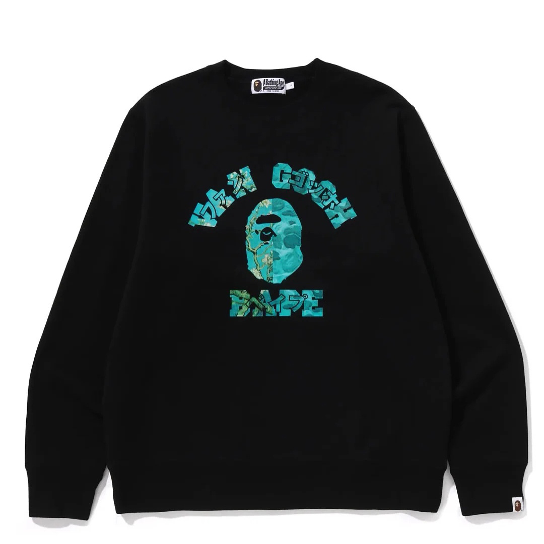 Bape x Van Gogh Museum College Crewneck Sweatshirt - DopestKickz