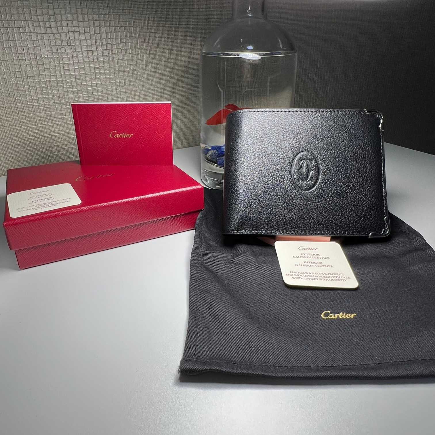 Cartier BlackRed Leather Double Logo Wallet  12*9.5cm - DopestKickz