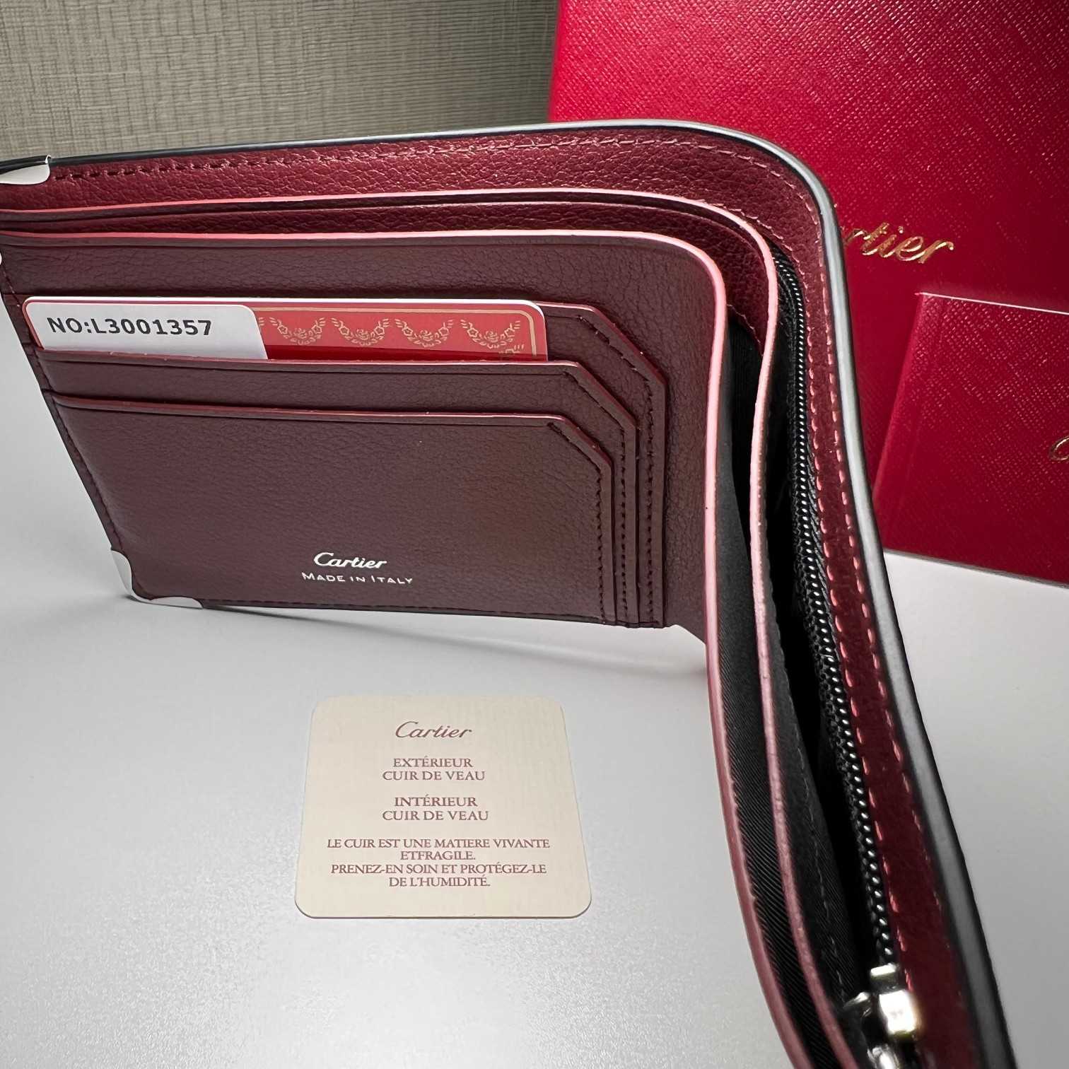 Cartier BlackRed Leather Double Logo Wallet  12*9.5cm - DopestKickz