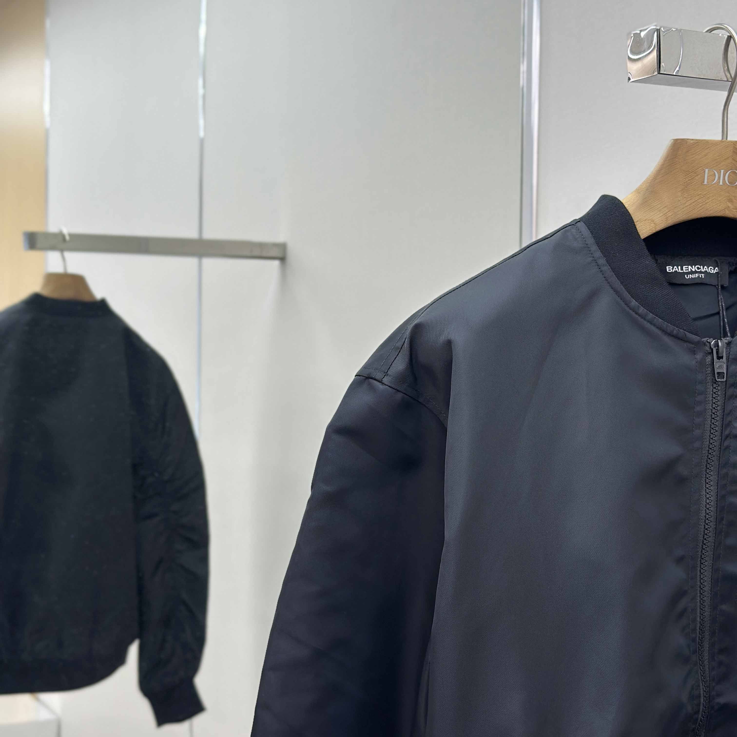 Balenciaga Men's Black Oversize Nylon Varsity Jacket - DopestKickz