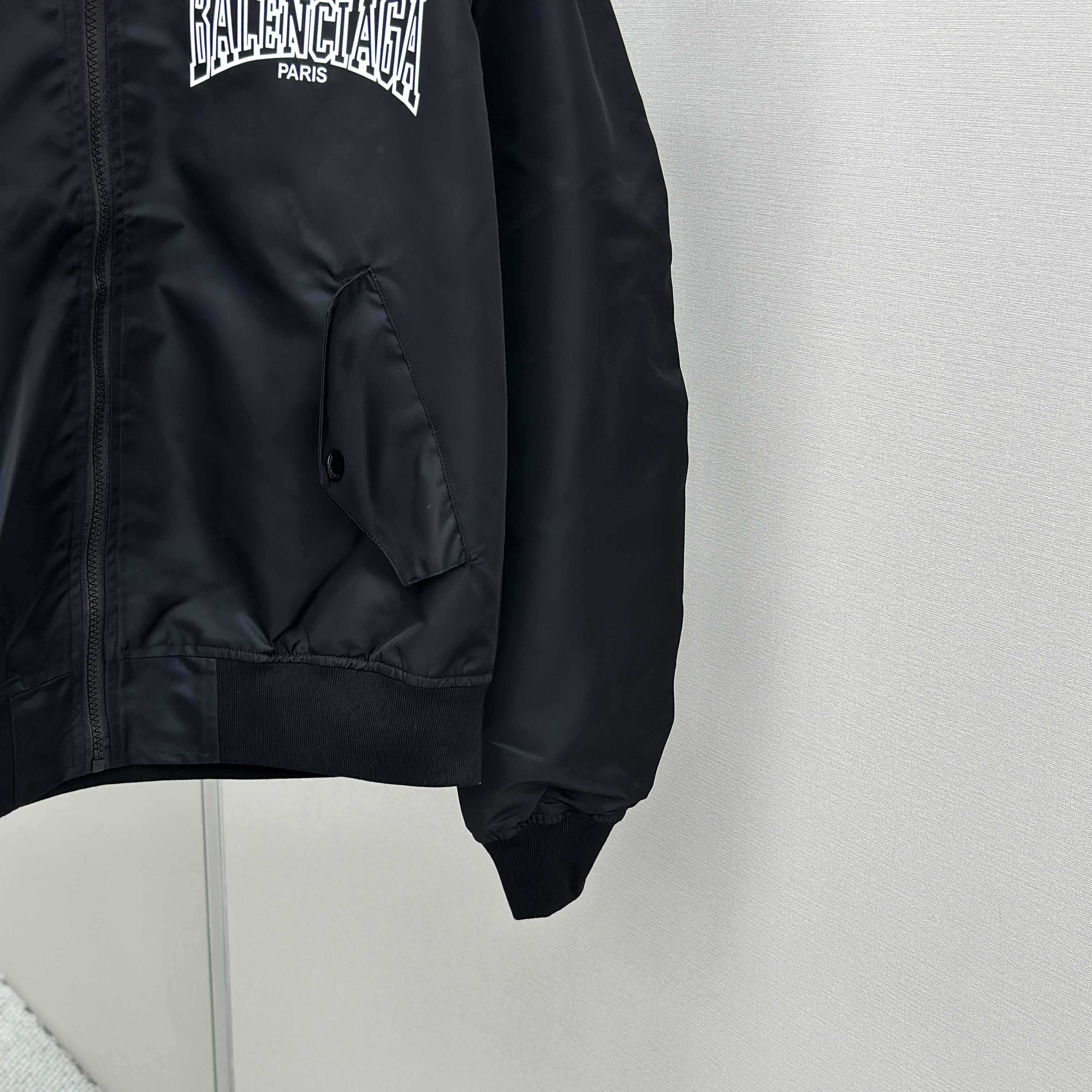 Balenciaga Men's Black Oversize Nylon Varsity Jacket - DopestKickz